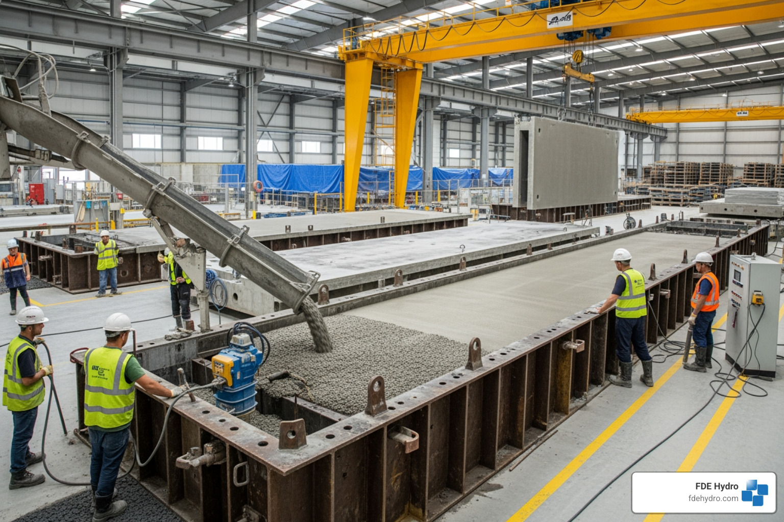 precast concrete modules being manufactured in a factory - modular precast concrete