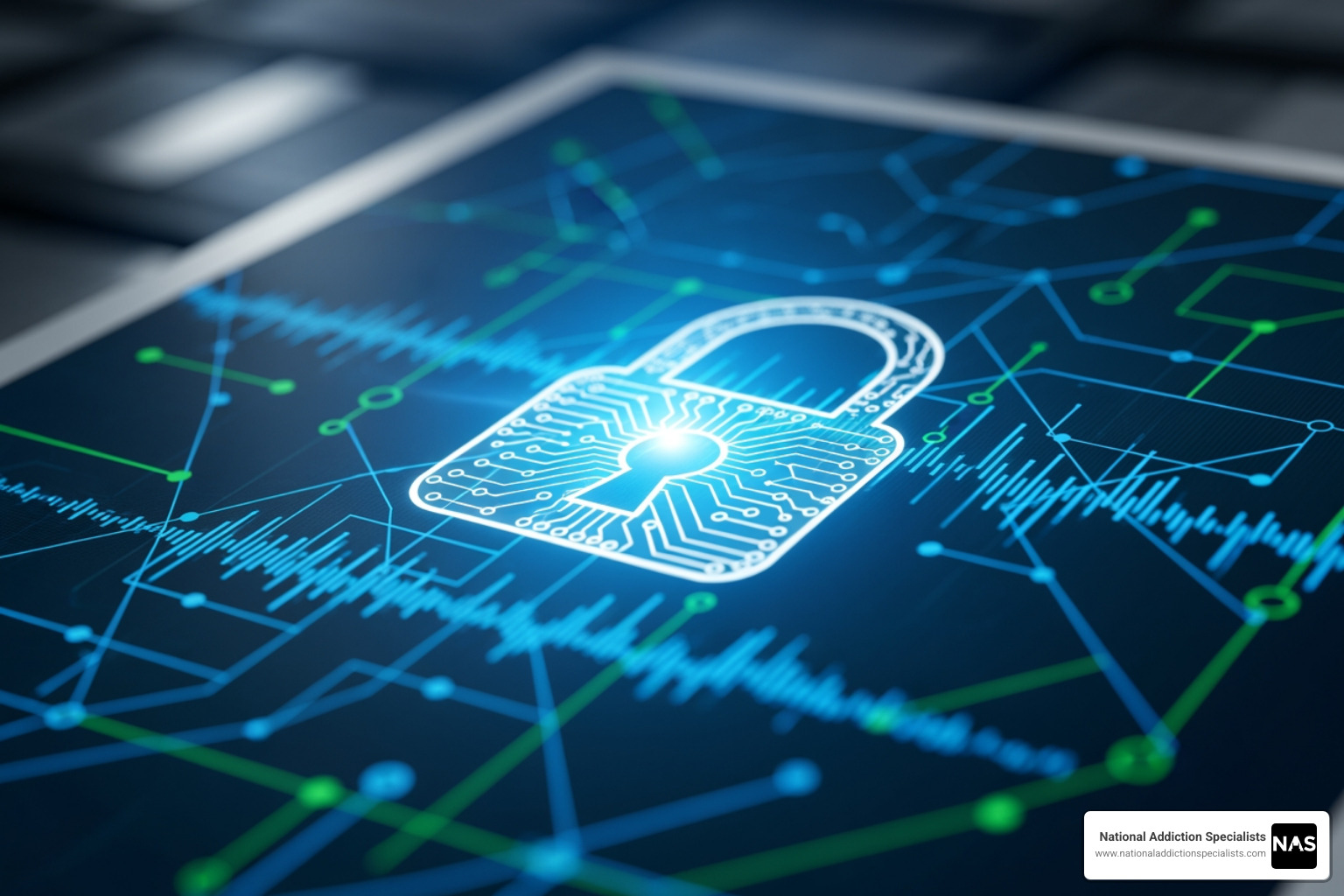 A lock icon over a computer screen symbolizing digital security - Online Suboxone Programs A lock icon over a computer screen symbolizing digital security - Online Suboxone Programs