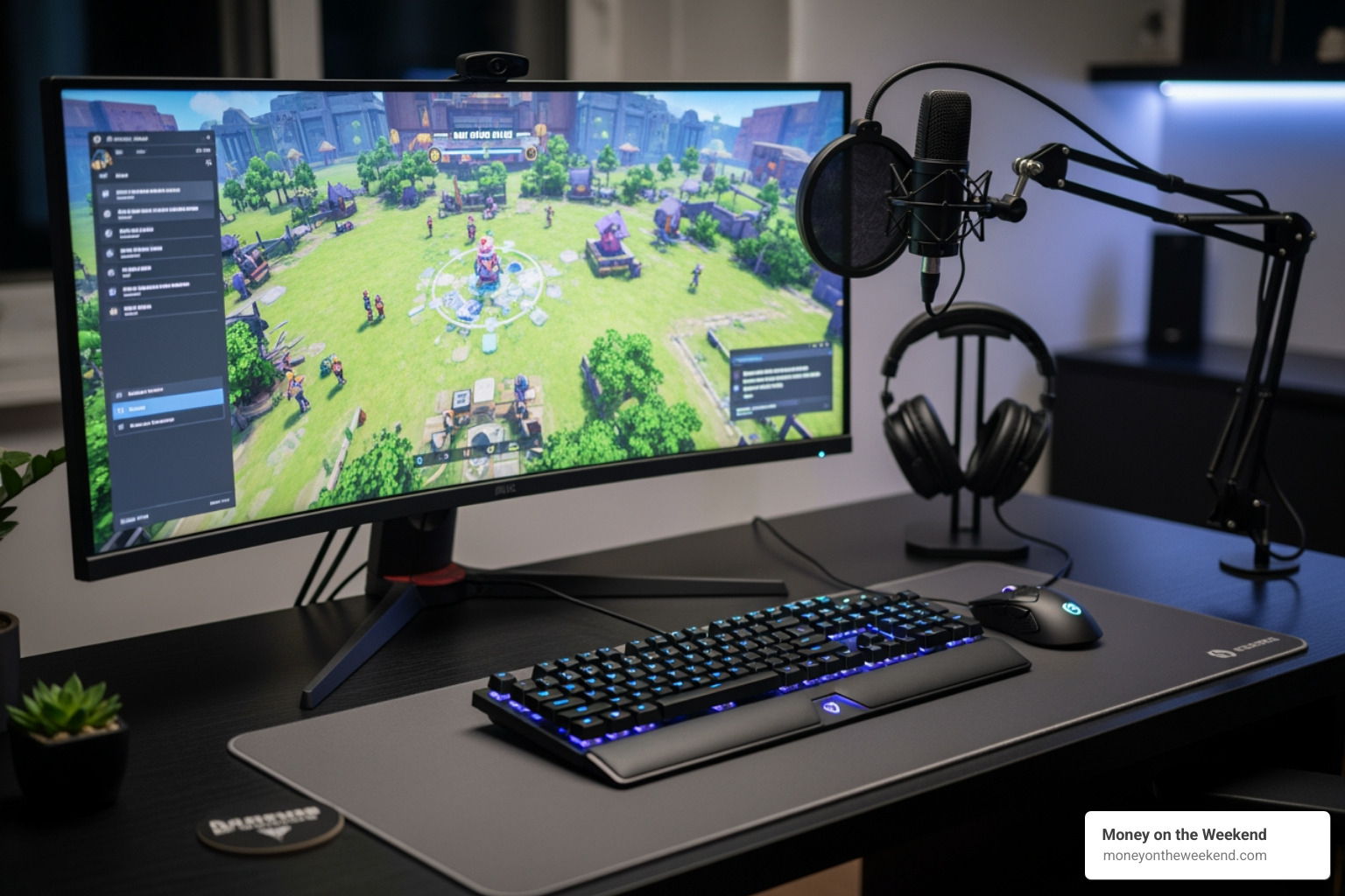 clean desk showing essential gaming and recording equipment - how to create a youtube gamer channel clean desk showing essential gaming and recording equipment - how to create a youtube gamer channel