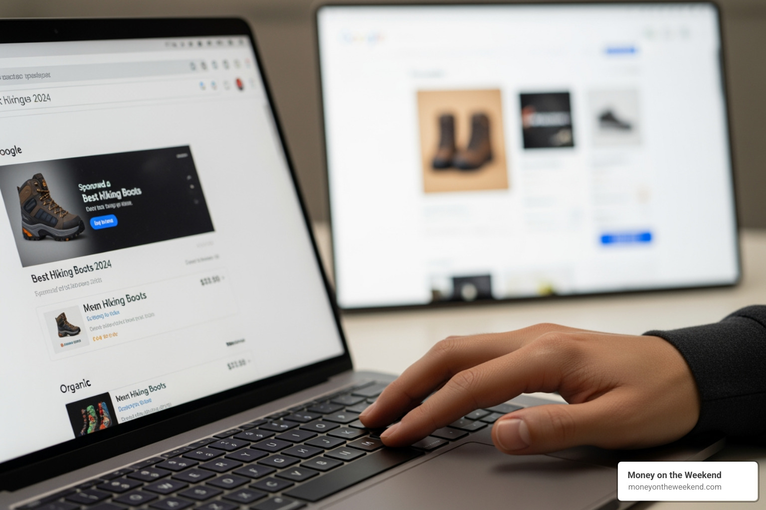 of a diagram showing a user searching on Google, clicking an ad, visiting a landing page, and then the merchant site. - google ads affiliate marketing of a diagram showing a user searching on Google, clicking an ad, visiting a landing page, and then the merchant site. - google ads affiliate marketing