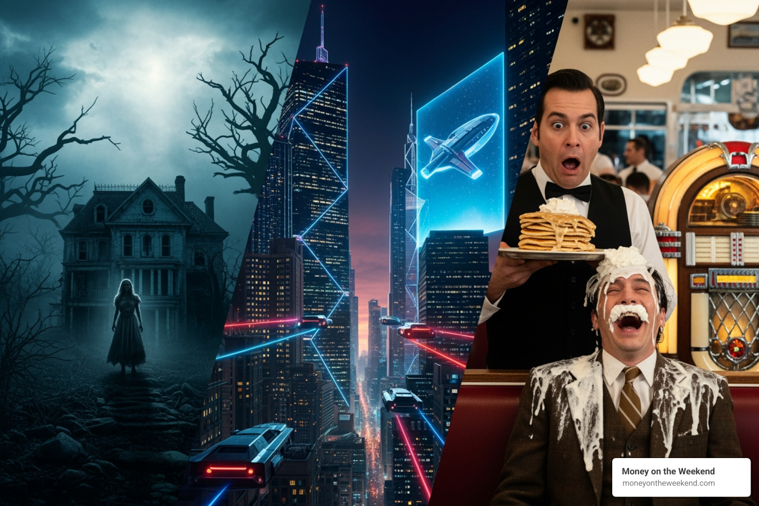 collage of different movie genres like horror, sci-fi, and comedy - how to start a movie review channel on youtube collage of different movie genres like horror, sci-fi, and comedy - how to start a movie review channel on youtube