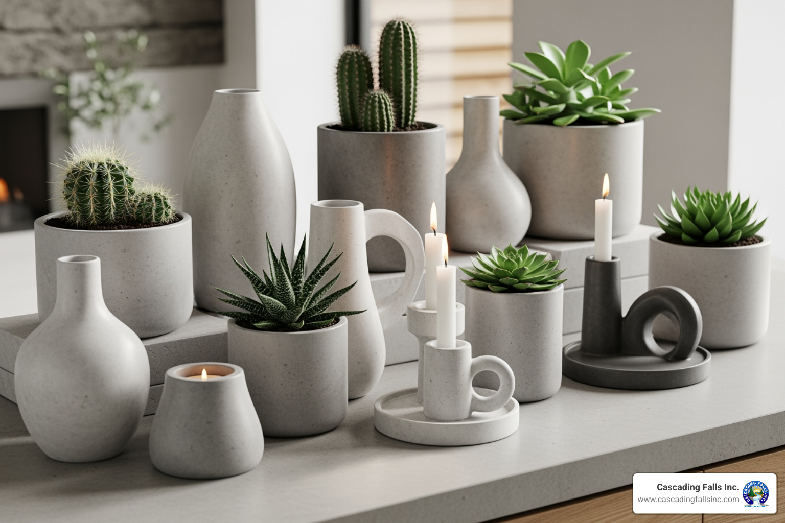 collection of concrete decor items - concrete decor