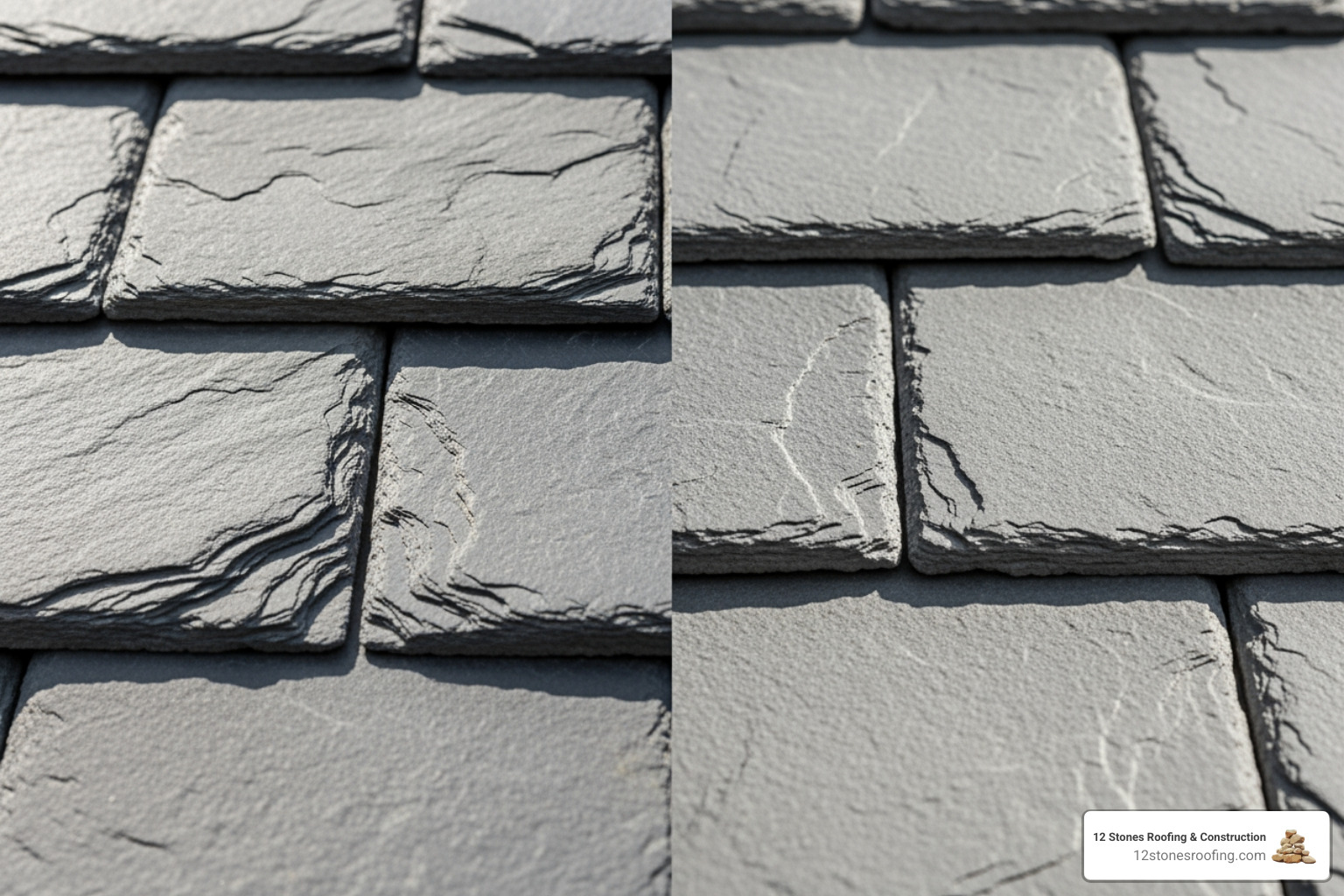 close-up of a natural slate tile next to a concrete slate tile - concrete slate tile roof close-up of a natural slate tile next to a concrete slate tile - concrete slate tile roof