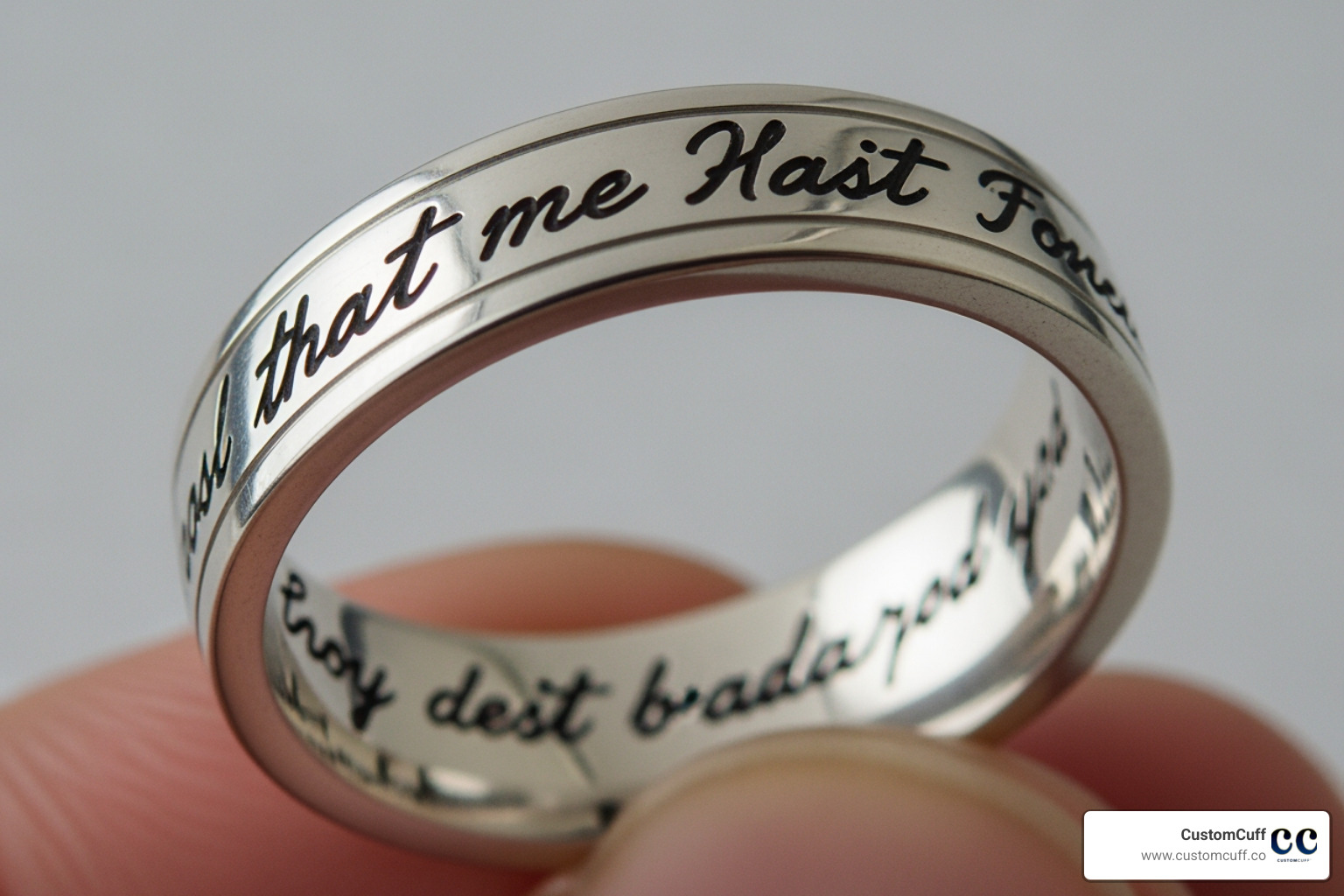 Ring with a custom handwriting engraving - engraving name on ring