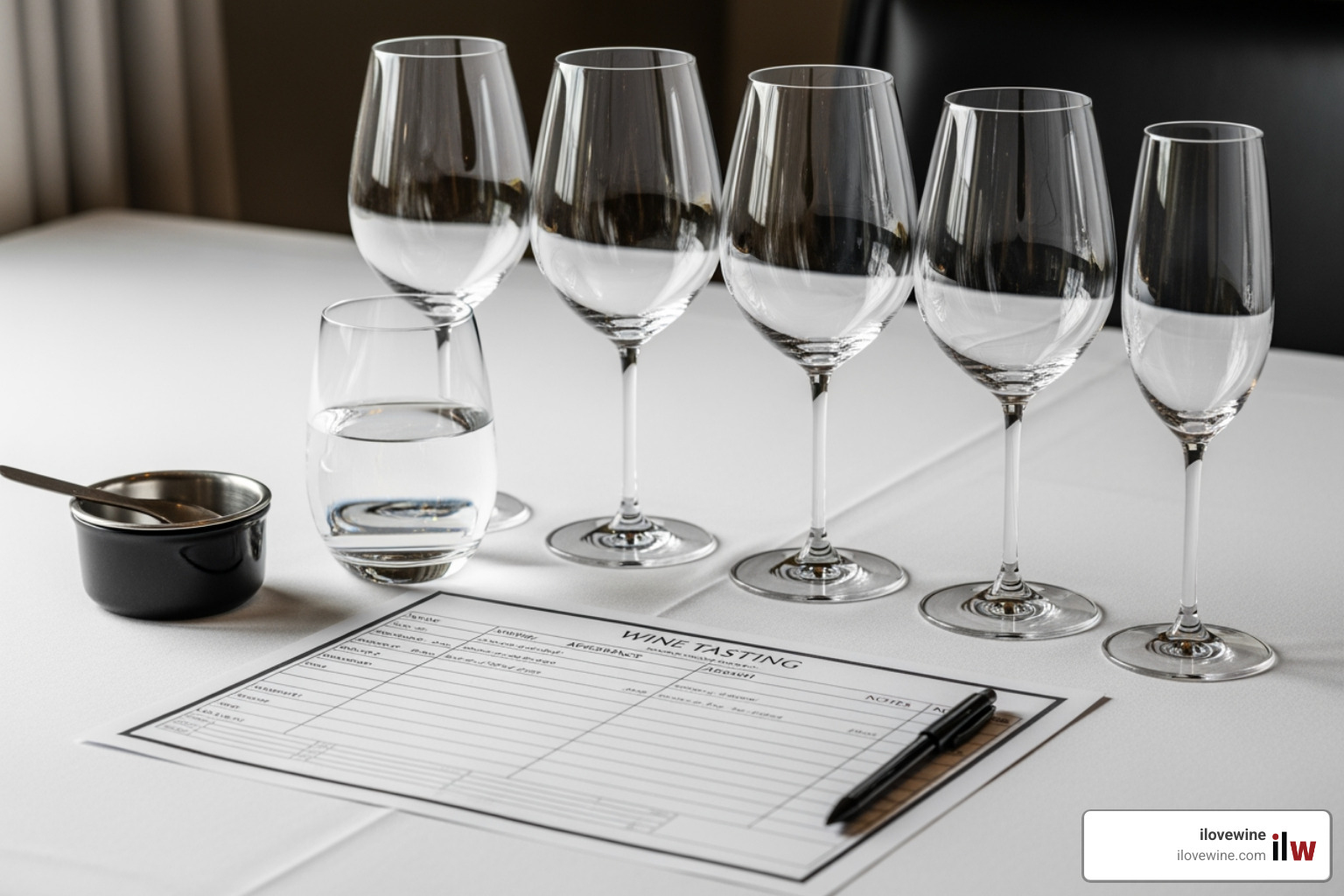 A typical place setting for a tasting - Wine Event Planning