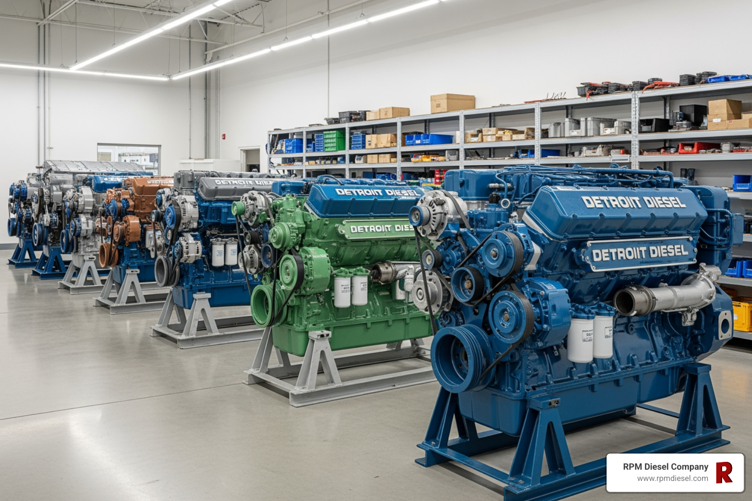Various Detroit Diesel engines lined up - detroit diesel engine models Various Detroit Diesel engines lined up - detroit diesel engine models