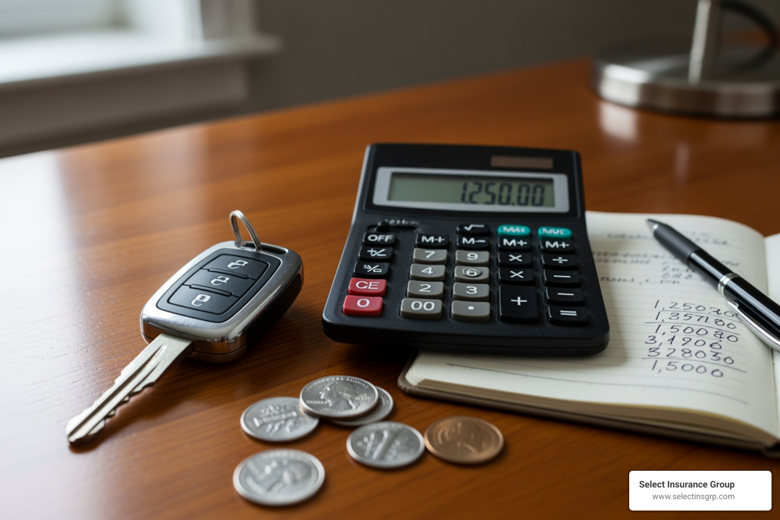 calculator and car keys - Car insurance Asheville NC