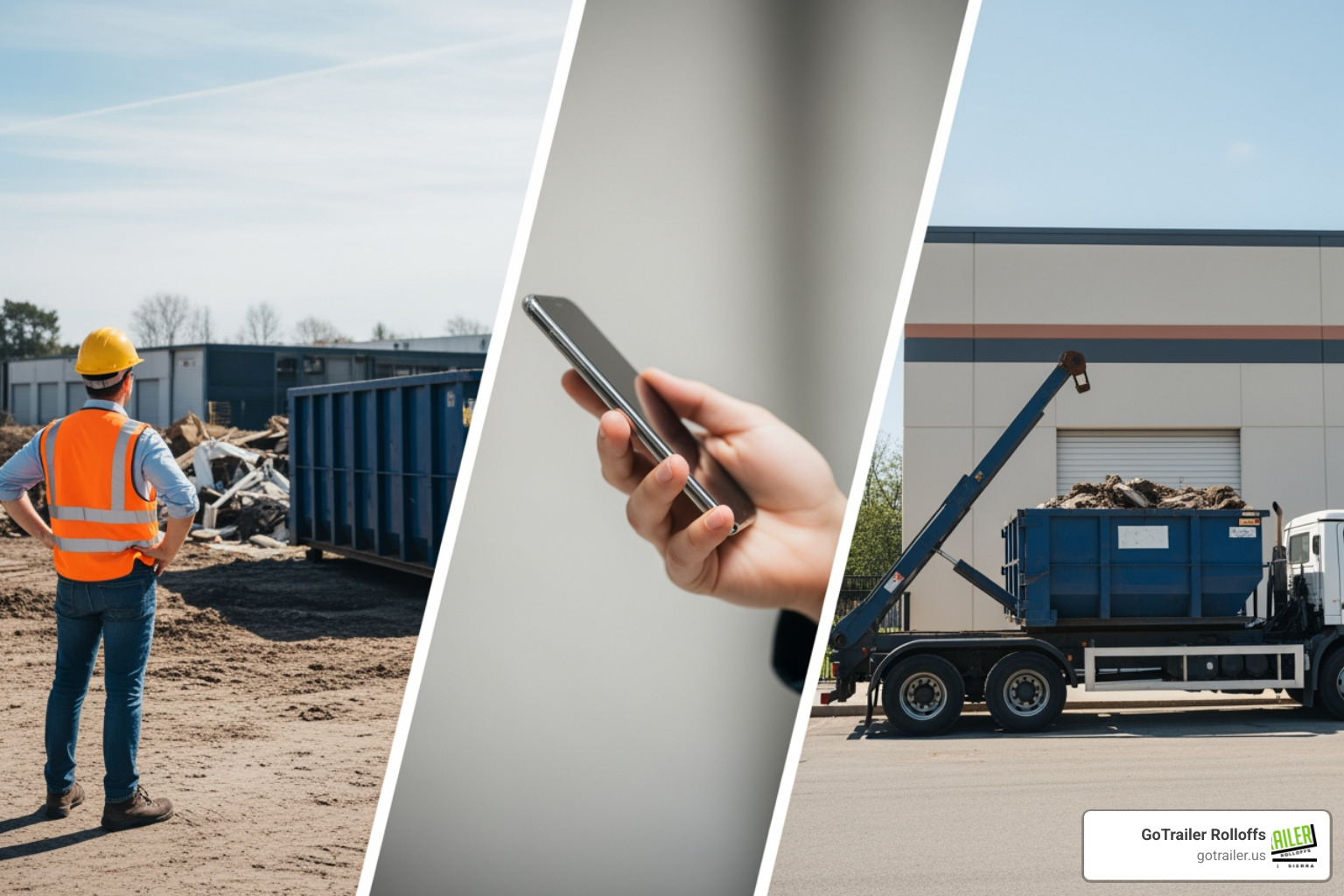 Image illustrating the 4-step dumpster rental process - commercial dumpster rentals