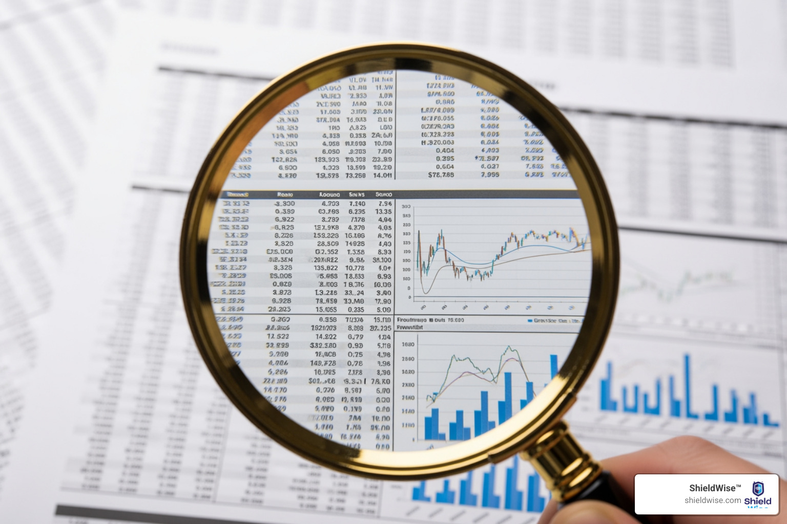 A magnifying glass hovering over the fine print of a complex financial document, highlighting the intricacies of IUL policies - Pros and cons IUL A magnifying glass hovering over the fine print of a complex financial document, highlighting the intricacies of IUL policies - Pros and cons IUL