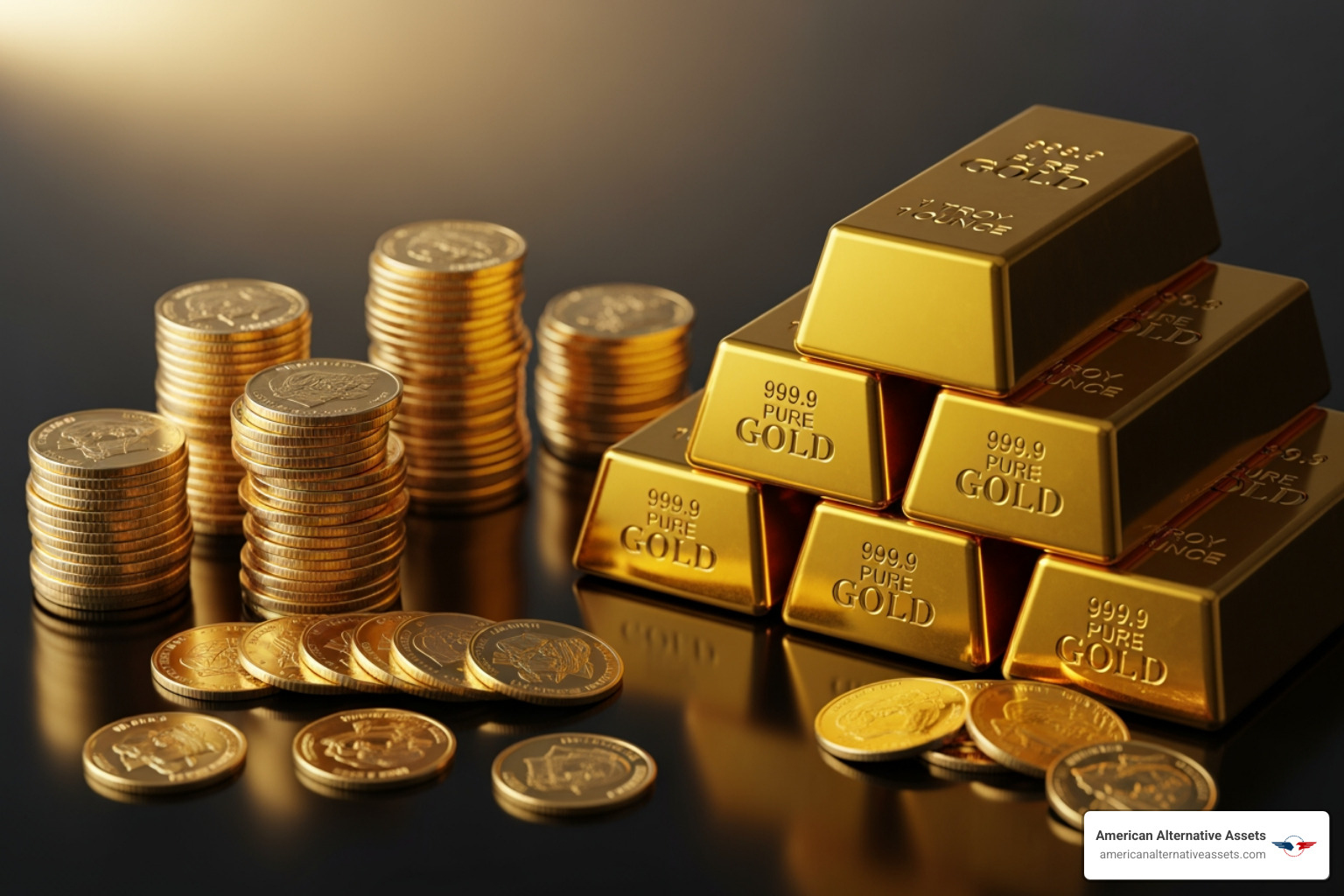 gold coins and bars - gold backed ira account