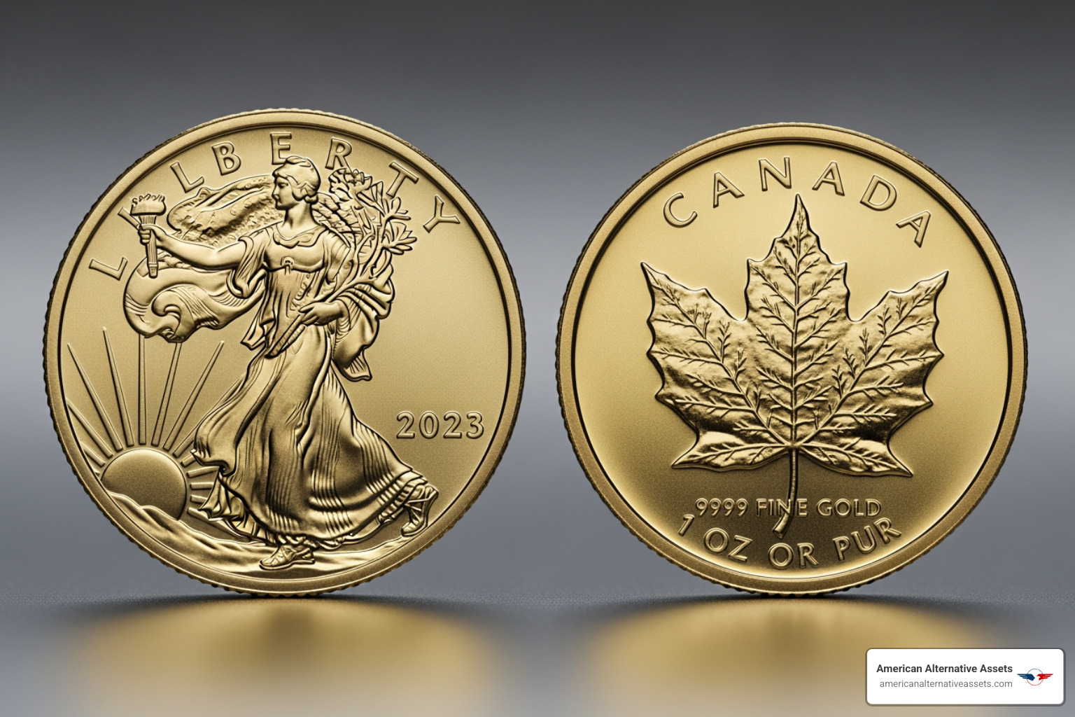 widely recognized gold coins like the American Eagle and Canadian Maple Leaf - investing physical gold