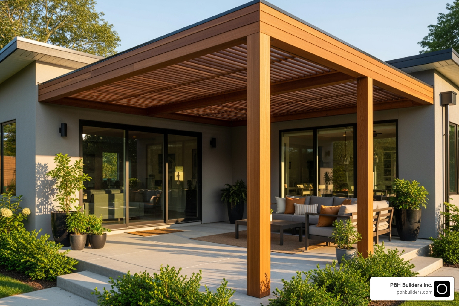 modern wood patio cover attached to a home - Outdoor comfort solutions modern wood patio cover attached to a home - Outdoor comfort solutions