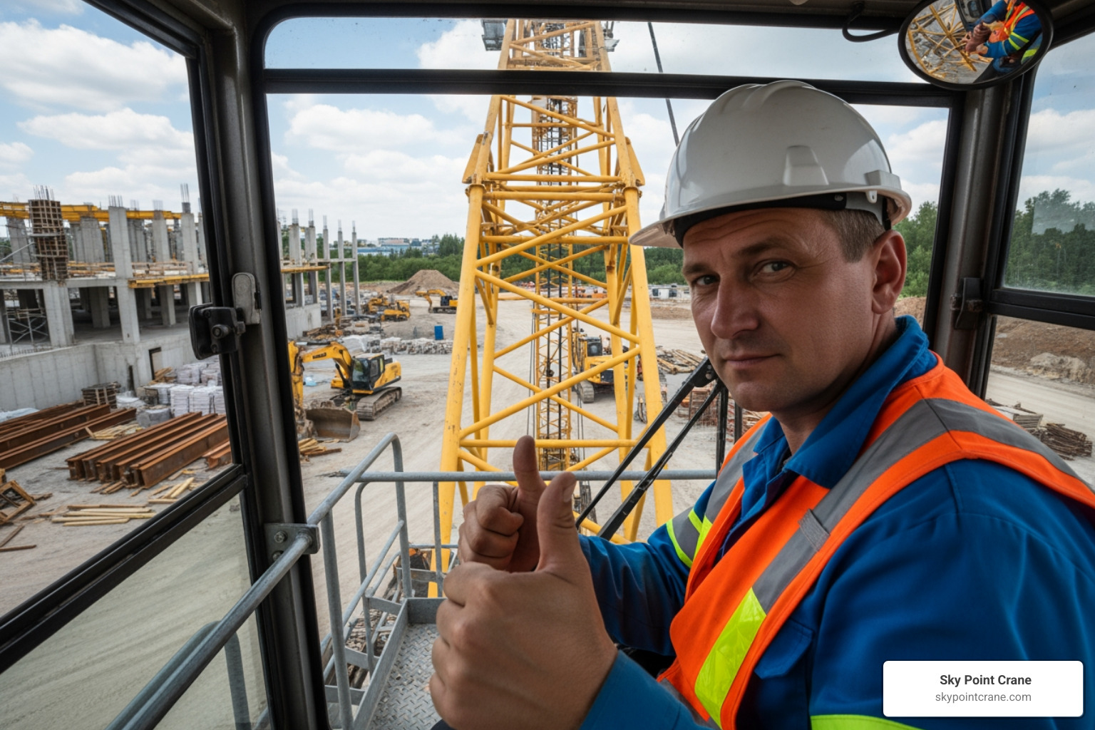 a certified crane operator giving a thumbs-up signal - Local crane rental