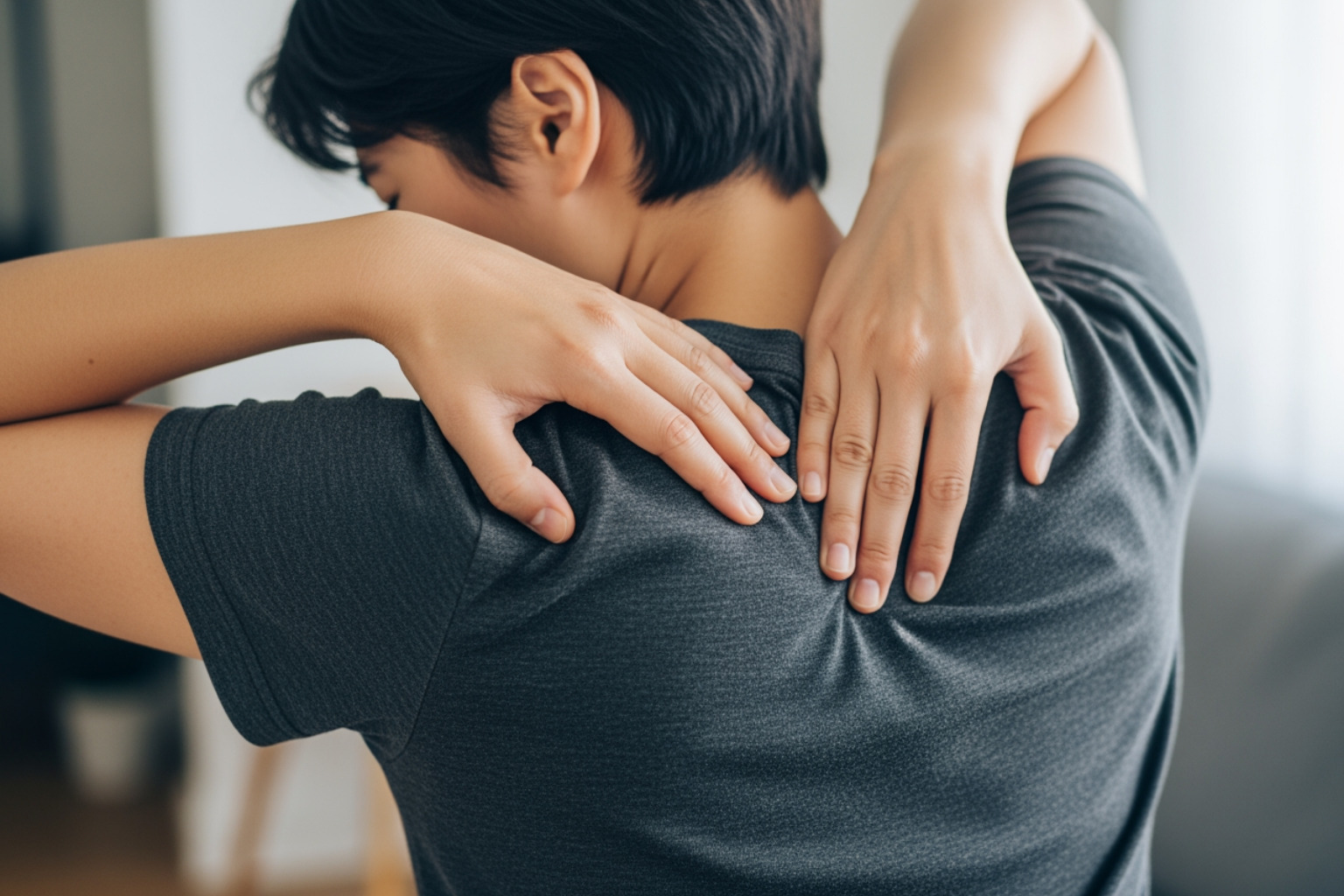 Image of a person indicating pain in their mid-back, shoulder, and underarm area, highlighting the latissimus dorsi region - latissimus dorsi muscle pain Image of a person indicating pain in their mid-back, shoulder, and underarm area, highlighting the latissimus dorsi region - latissimus dorsi muscle pain