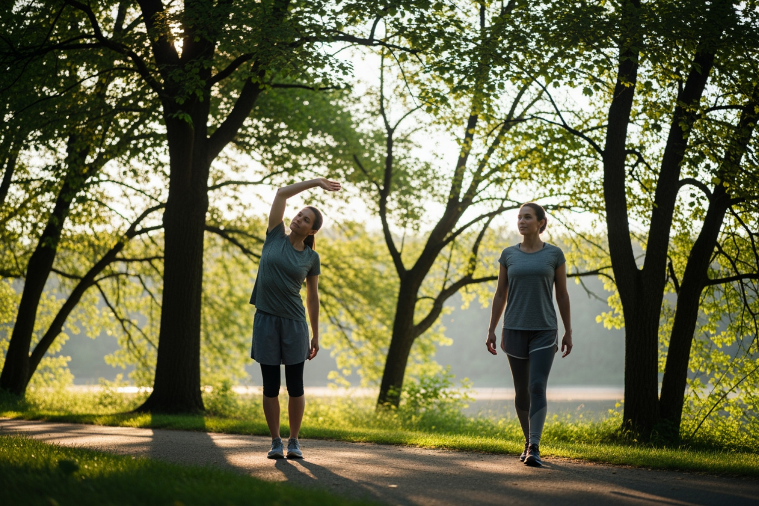 someone on a gentle walk or stretching for active recovery - leg doms recovery someone on a gentle walk or stretching for active recovery - leg doms recovery