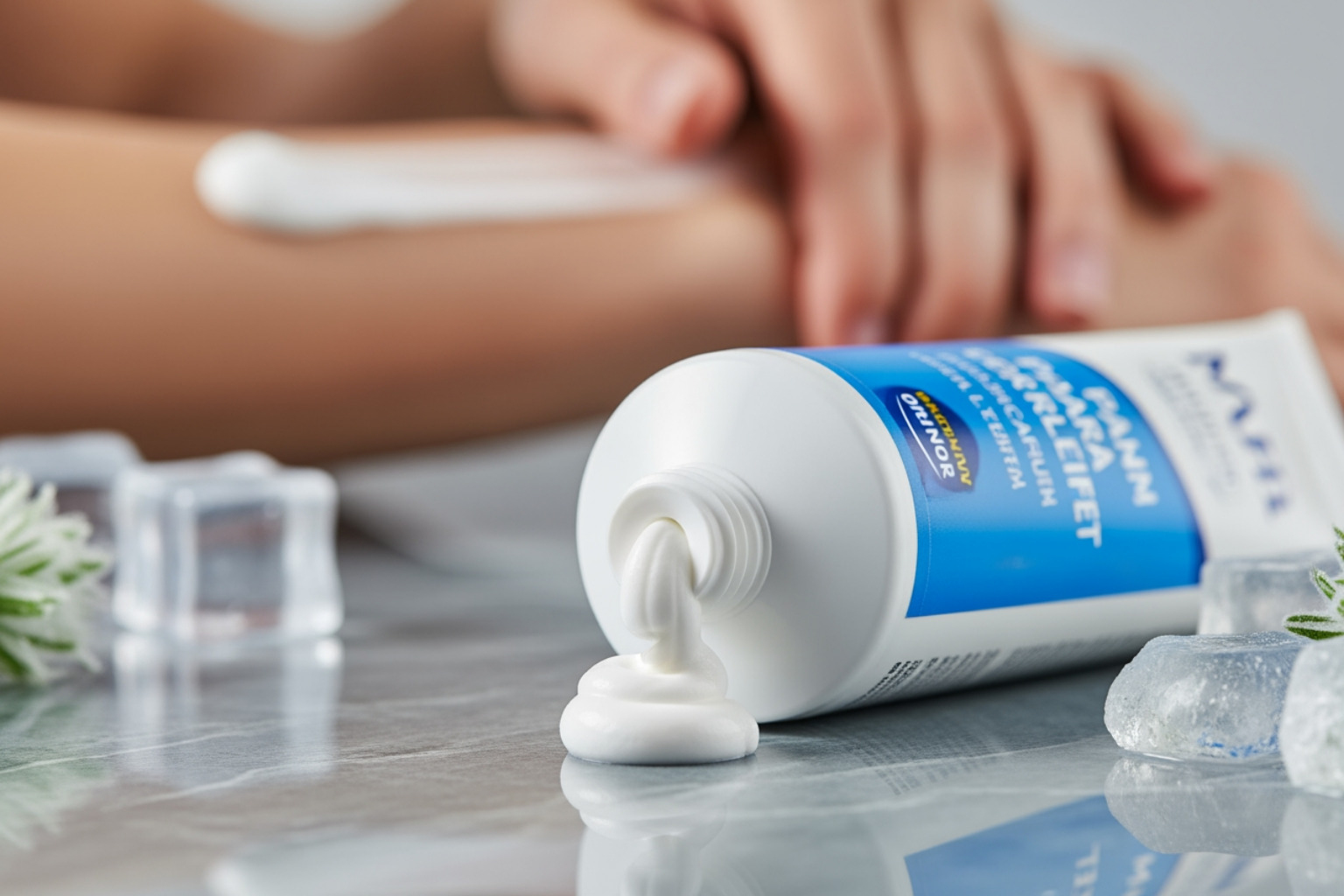 person reading ingredient label on a pain cream box - deep pain relief cream