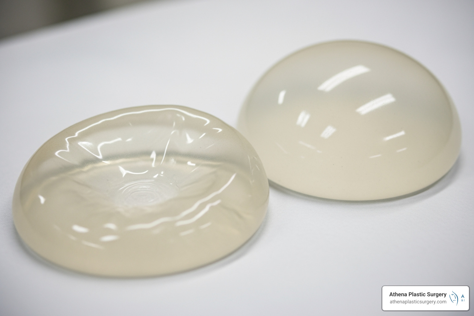 image of a saline implant shell next to a filled saline implant - saline breast implants