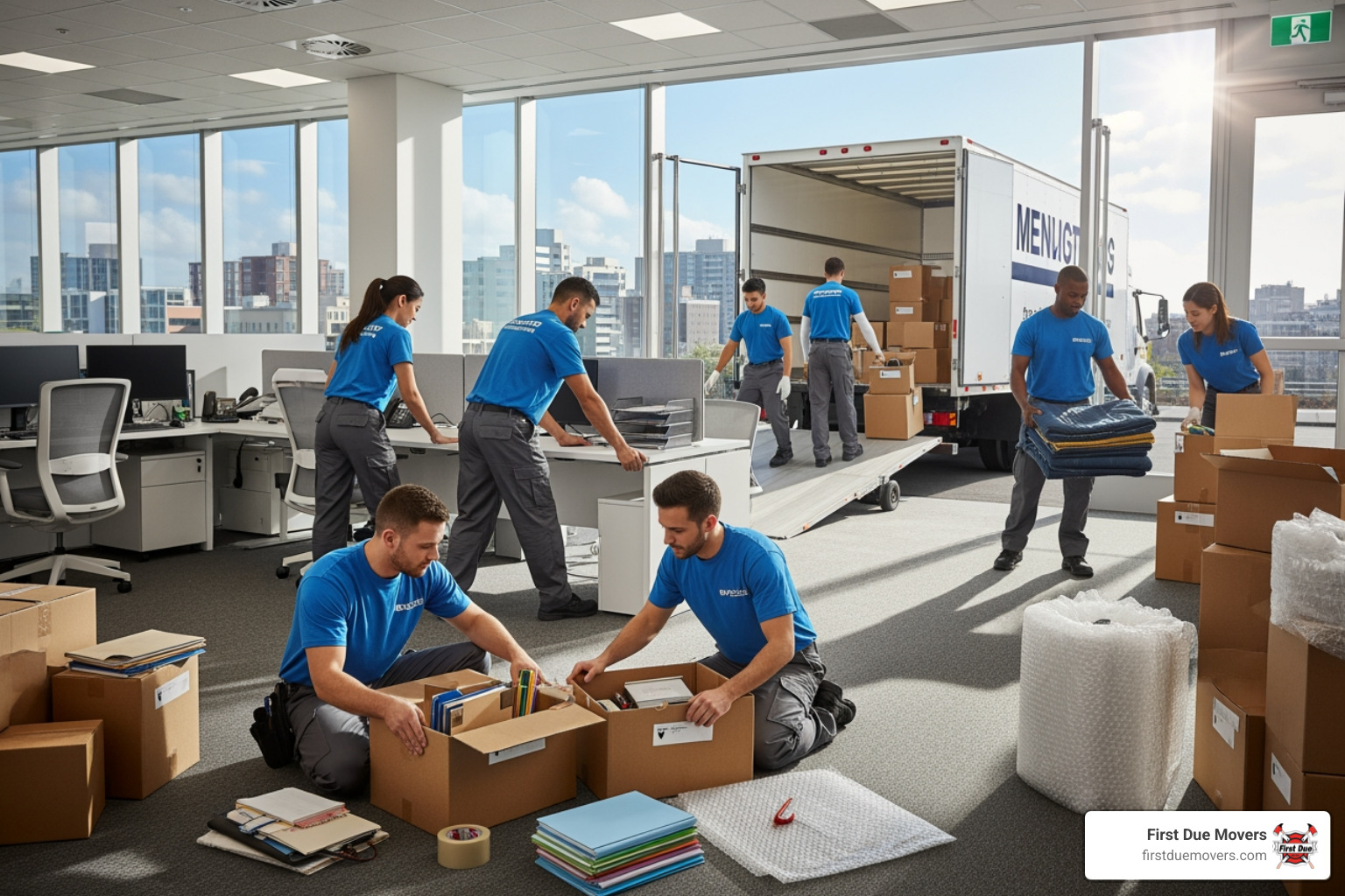 Infographic showing the 5-step commercial moving process: Step 1 - Initial Consultation and Site Assessment, Step 2 - Customized Moving Plan Development, Step 3 - Professional Packing and Preparation, Step 4 - Secure Transportation and Logistics, Step 5 - Unpacking and Office Setup. Each step includes icons representing consultation meetings, planning documents, packing materials, moving trucks, and organized office spaces. - best commercial moves in mercer island, wa Infographic showing the 5-step commercial moving process: Step 1 - Initial Consultation and Site Assessment, Step 2 - Customized Moving Plan Development, Step 3 - Professional Packing and Preparation, Step 4 - Secure Transportation and Logistics, Step 5 - Unpacking and Office Setup. Each step includes icons representing consultation meetings, planning documents, packing materials, moving trucks, and organized office spaces. - best commercial moves in mercer island, wa