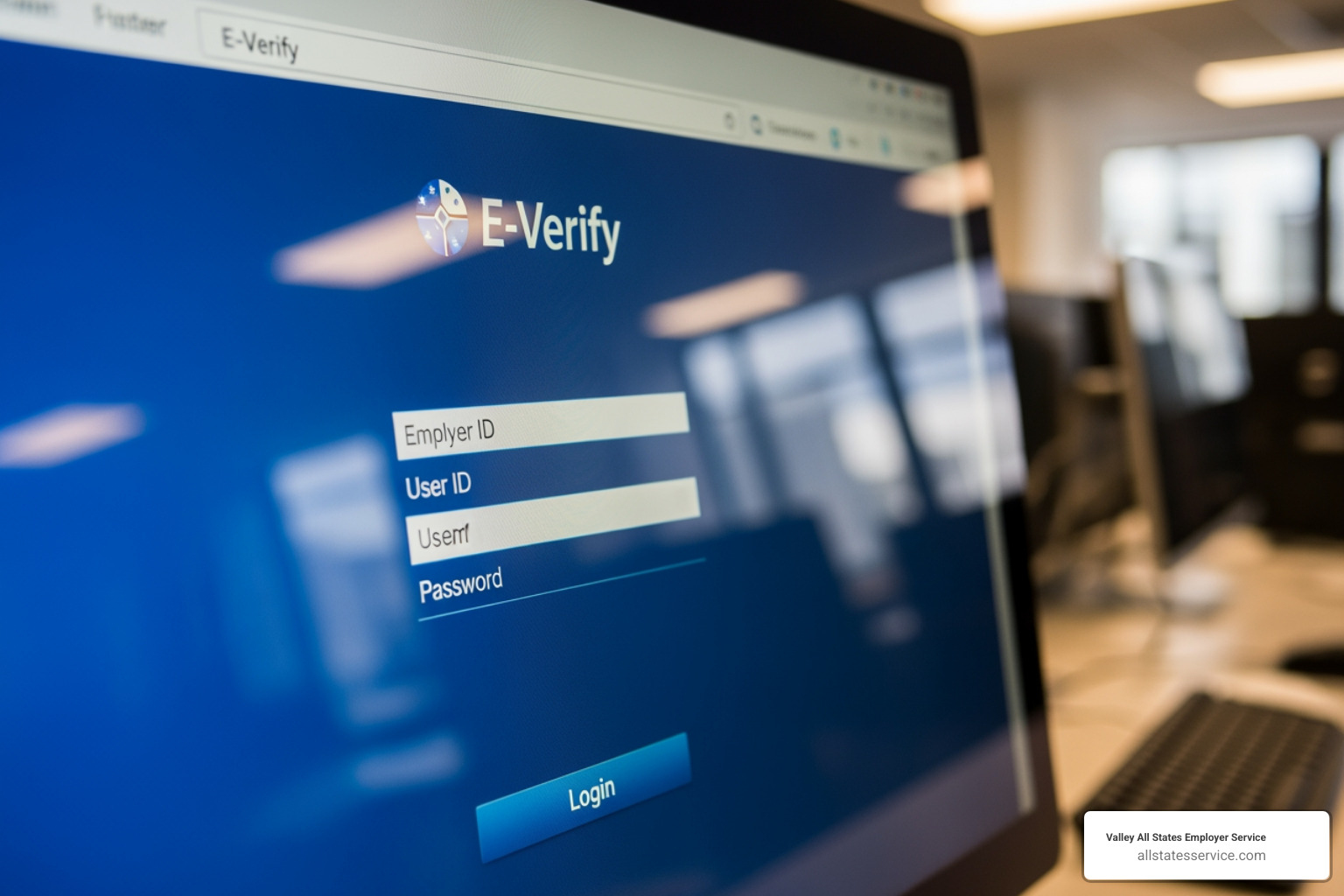 Web browser highlighting the correct URL everify.uscis.gov - E-Verify employer login Web browser highlighting the correct URL everify.uscis.gov - E-Verify employer login
