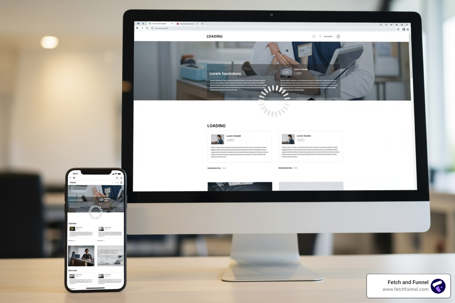 a website loading on a phone and a desktop - website conversion rate a website loading on a phone and a desktop - website conversion rate