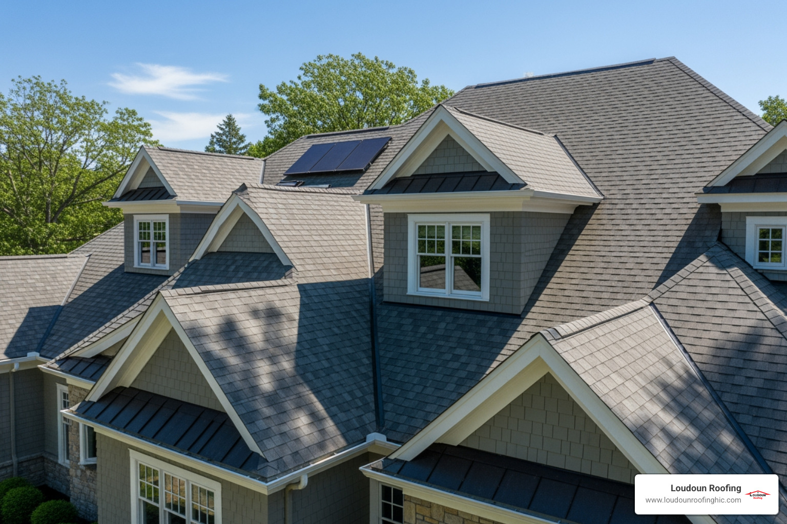 complex roof with multiple dormers, valleys, and a steep pitch - roof installation cost