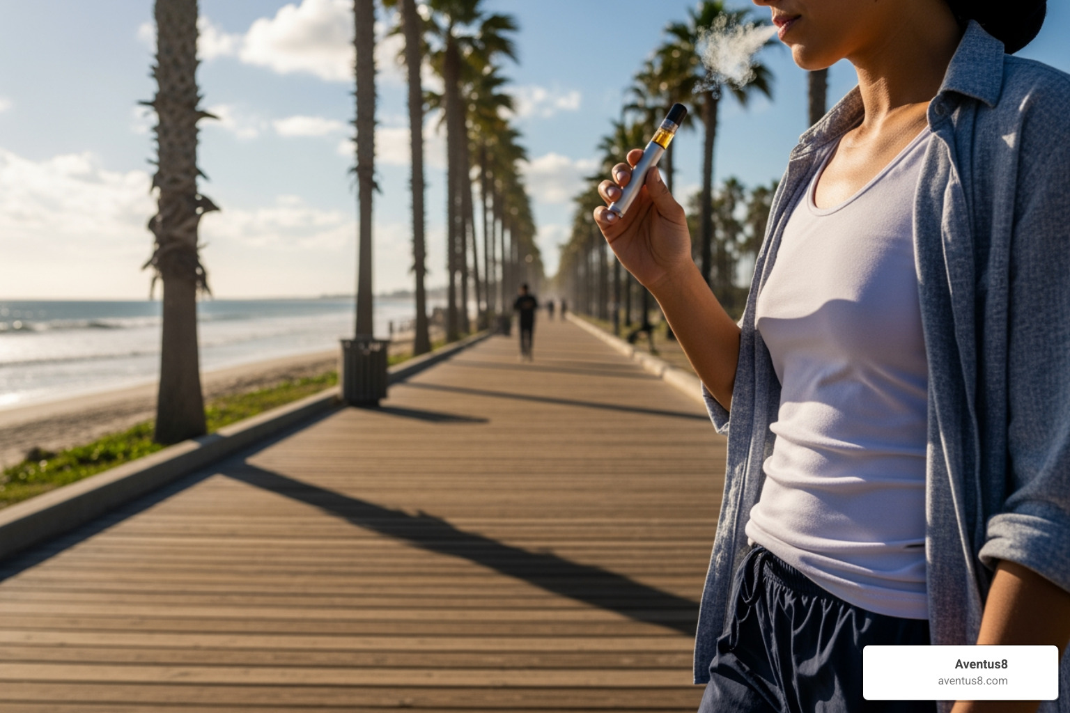 Someone discreetly using a Lit vape on the Hollywood Beach Broadwalk - Lit vapes Someone discreetly using a Lit vape on the Hollywood Beach Broadwalk - Lit vapes