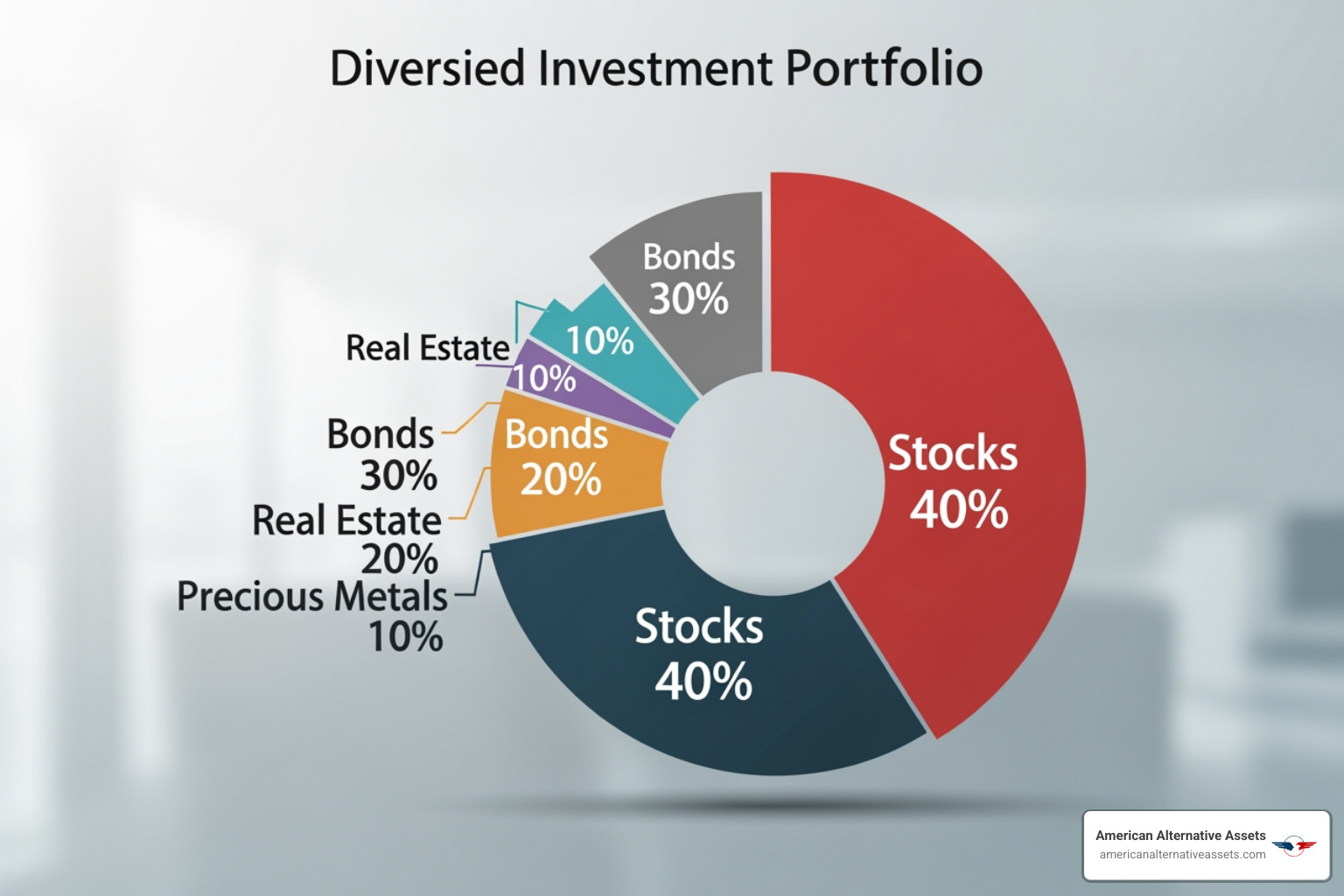 a diversified investment portfolio chart including precious metals - silver ira account