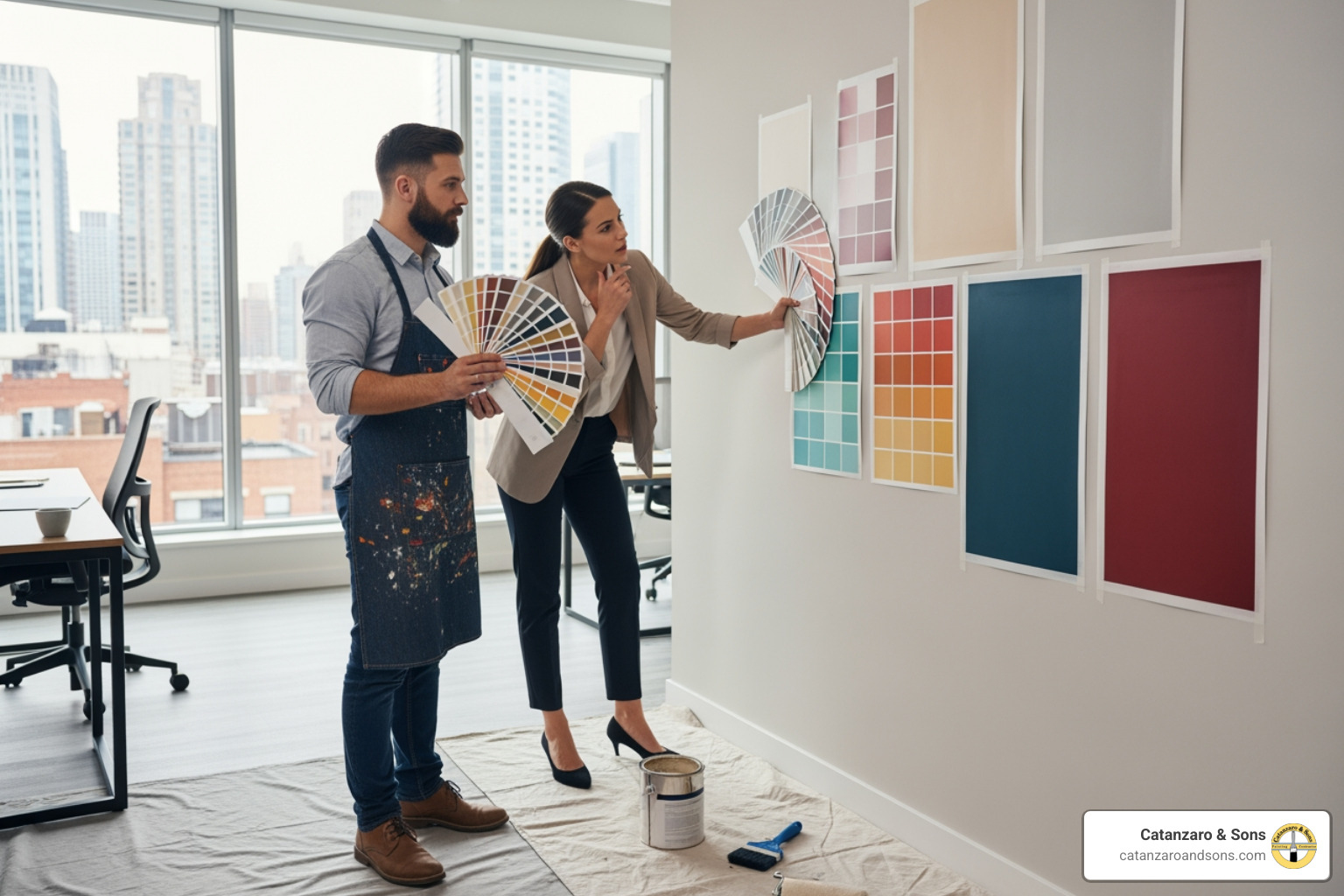 color swatch consultation with a client - painting company barrington