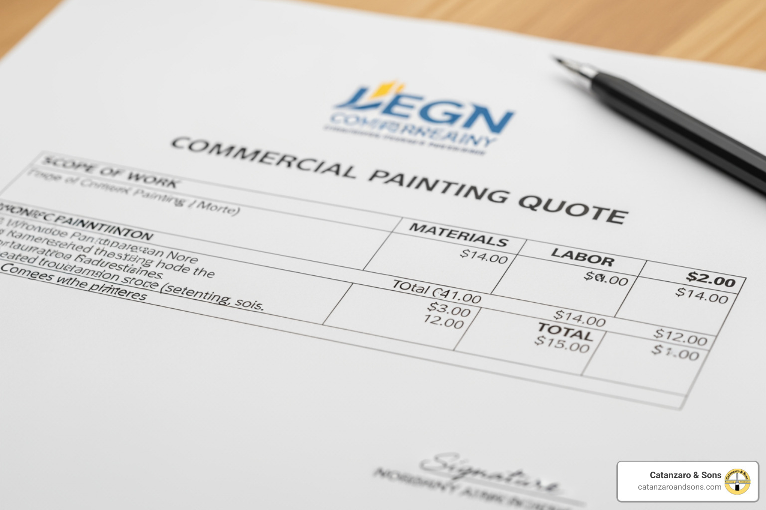 clear, itemized commercial painting quote document - commercial painting quotes