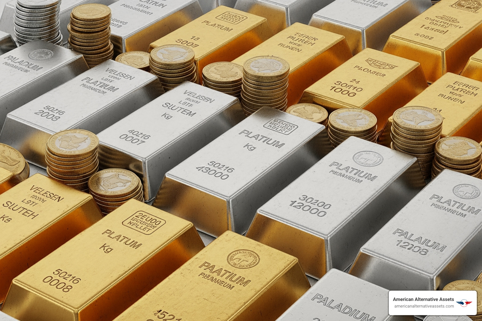 gold, silver, platinum, and palladium bars and coins - investing in precious metals IRA