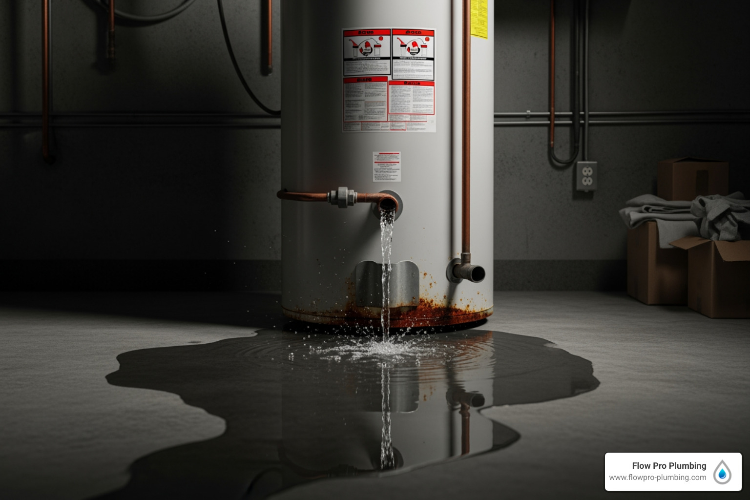 Infographic showing the top 3 signs of immediate water heater failure: pooling water around the base indicating tank rupture, complete absence of hot water suggesting heating element or gas valve failure, and loud rumbling or popping noises caused by sediment buildup creating dangerous pressure - emergency water heaters in bethel island, ca Infographic showing the top 3 signs of immediate water heater failure: pooling water around the base indicating tank rupture, complete absence of hot water suggesting heating element or gas valve failure, and loud rumbling or popping noises caused by sediment buildup creating dangerous pressure - emergency water heaters in bethel island, ca