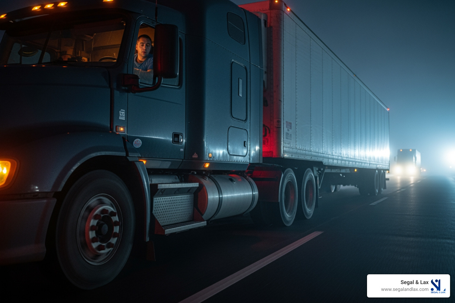 Infographic showing the top causes of large truck accidents in New York: driver fatigue and circadian disruption at the top, followed by distracted driving, failure to observe slowing traffic, speeding and unsafe lane changes, drug or alcohol violations, poor vehicle maintenance including brake and tire failures, improper cargo loading and overweight trucks, and adverse weather conditions including dense fog and icy roads - tractor trailer accident New York Infographic showing the top causes of large truck accidents in New York: driver fatigue and circadian disruption at the top, followed by distracted driving, failure to observe slowing traffic, speeding and unsafe lane changes, drug or alcohol violations, poor vehicle maintenance including brake and tire failures, improper cargo loading and overweight trucks, and adverse weather conditions including dense fog and icy roads - tractor trailer accident New York