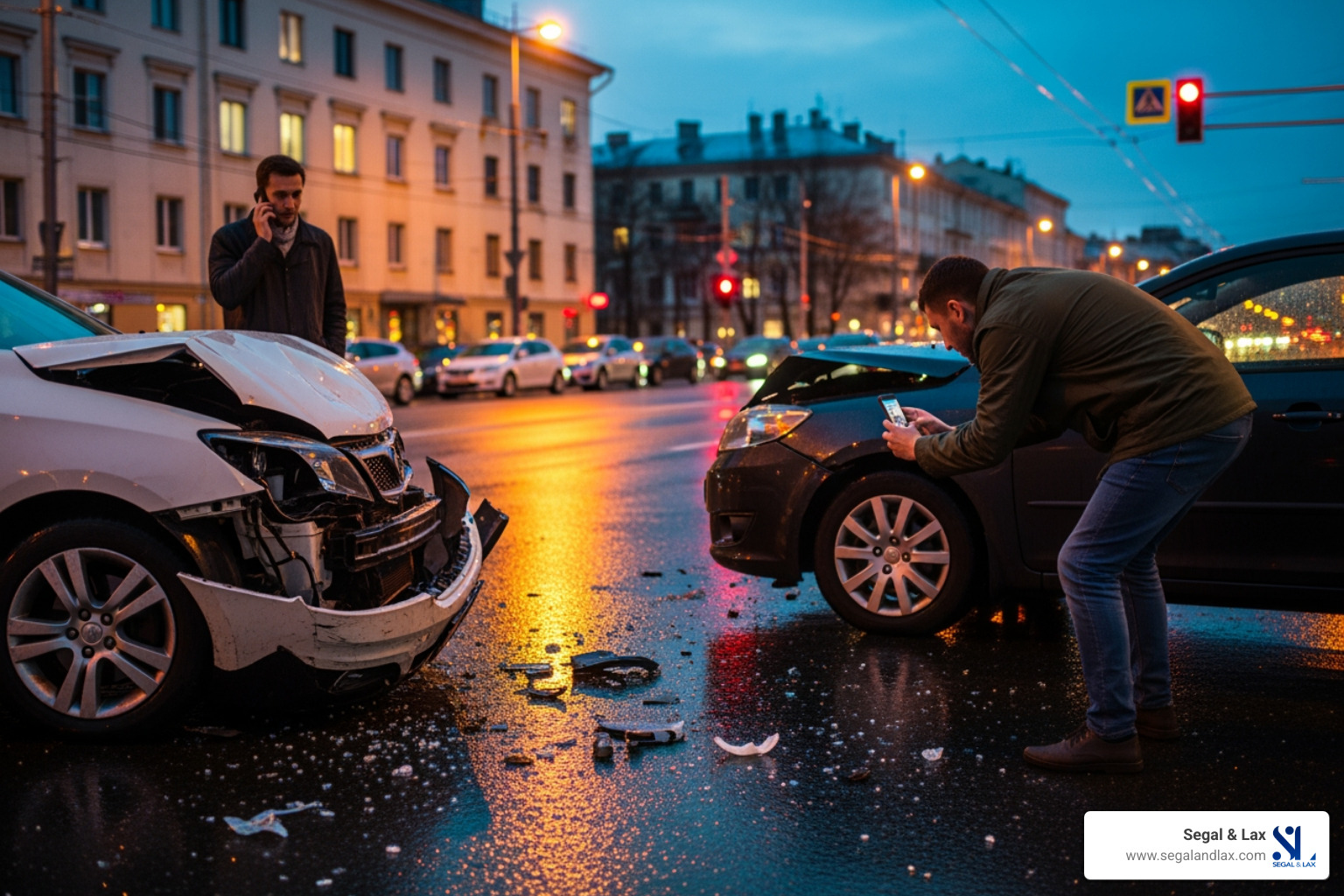 Infographic showing 5 immediate steps after a car accident in NYC: 1. Check for injuries and call 911, 2. Move to safety if possible, 3. Exchange information with all parties and witnesses, 4. Take photos of the scene, damage, and injuries, 5. Notify your insurance company but avoid detailed statements before consulting a lawyer - car accident lawyer manhattan Infographic showing 5 immediate steps after a car accident in NYC: 1. Check for injuries and call 911, 2. Move to safety if possible, 3. Exchange information with all parties and witnesses, 4. Take photos of the scene, damage, and injuries, 5. Notify your insurance company but avoid detailed statements before consulting a lawyer - car accident lawyer manhattan