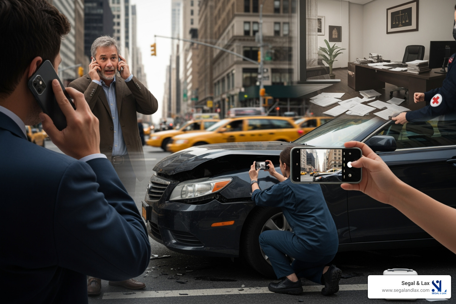 Infographic showing a flowchart of steps after a Manhattan hit and run: 1. Ensure safety and call 911, 2. Document the scene with photos and witness info, 3. Seek immediate medical attention, 4. File a police report within 24 hours, 5. Notify your insurance company, 6. Contact a Manhattan hit run lawyer for a free consultation, 7. File your claim within the statute of limitations - Manhattan hit run lawyer Infographic showing a flowchart of steps after a Manhattan hit and run: 1. Ensure safety and call 911, 2. Document the scene with photos and witness info, 3. Seek immediate medical attention, 4. File a police report within 24 hours, 5. Notify your insurance company, 6. Contact a Manhattan hit run lawyer for a free consultation, 7. File your claim within the statute of limitations - Manhattan hit run lawyer