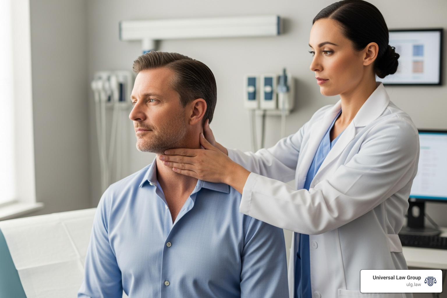 doctor performing neck exam - what is whiplash