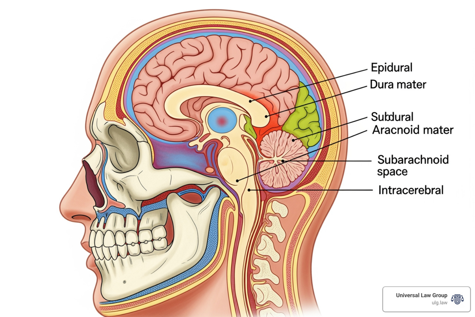 Layers of the brain showing the location of different hematomas - what causes a brain bleed Layers of the brain showing the location of different hematomas - what causes a brain bleed