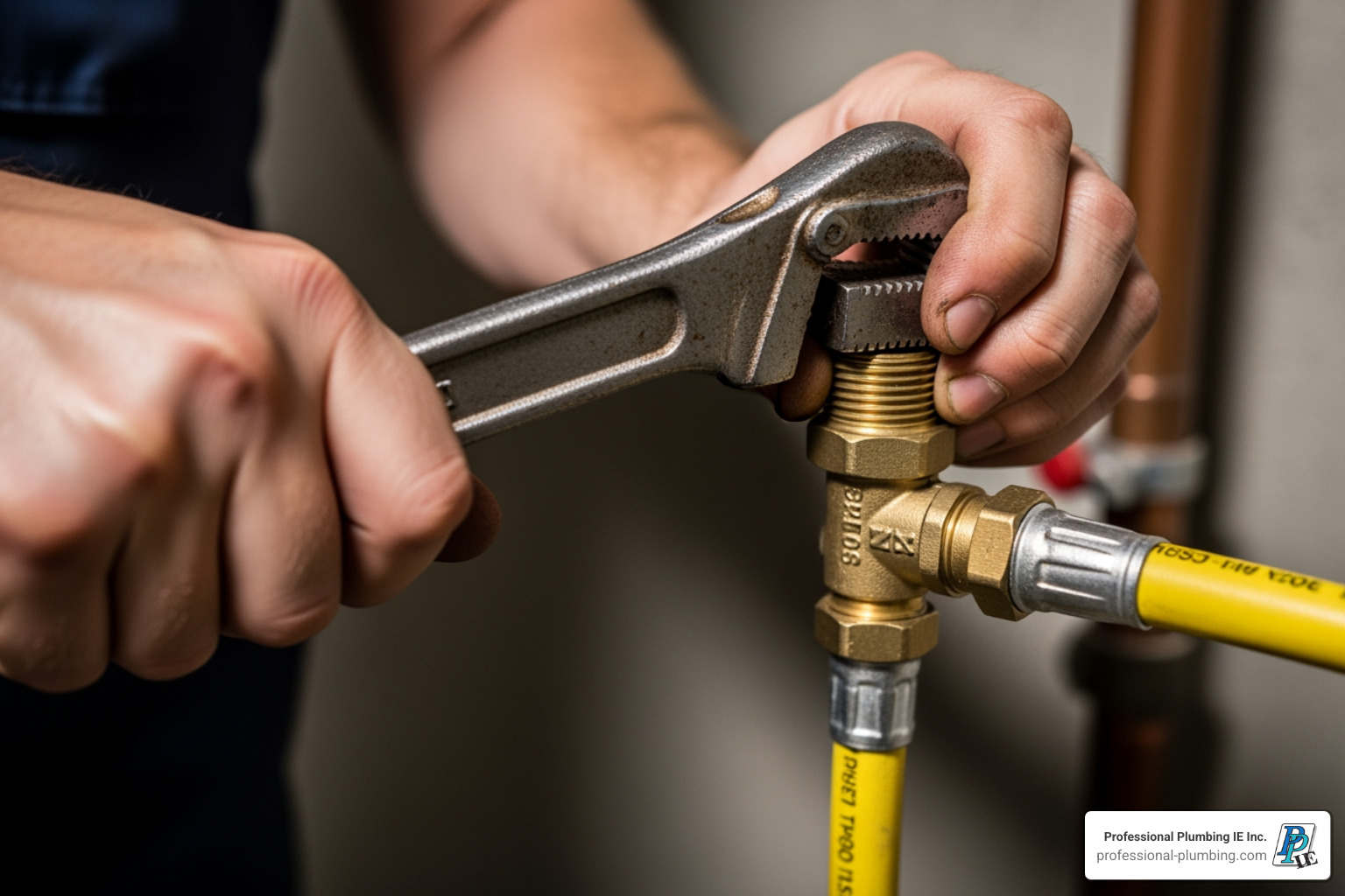 plumber tightening gas line fitting - gas line repair cost