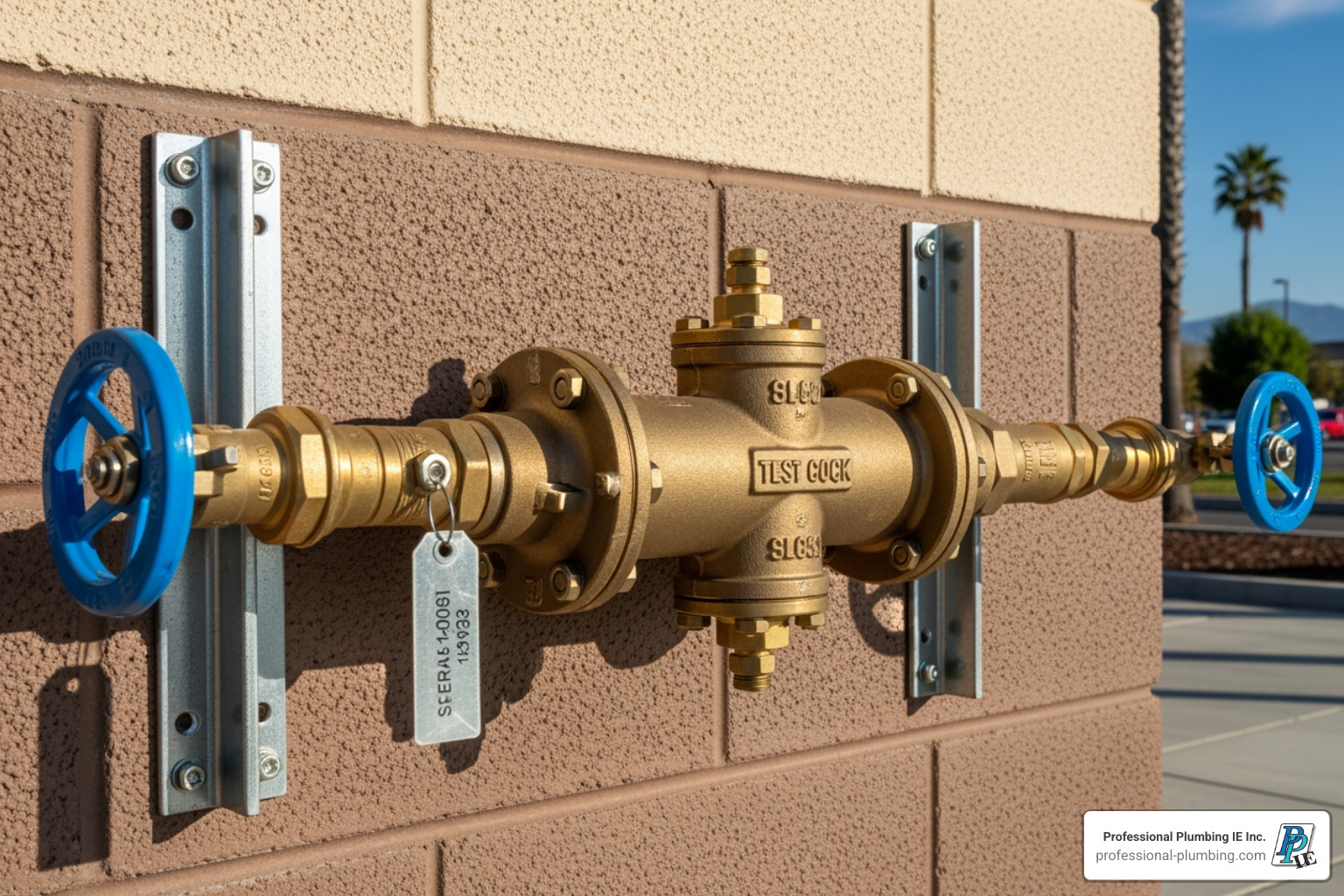 backflow prevention device installed on the exterior of a commercial building in Corona - Backflow testing Corona backflow prevention device installed on the exterior of a commercial building in Corona - Backflow testing Corona