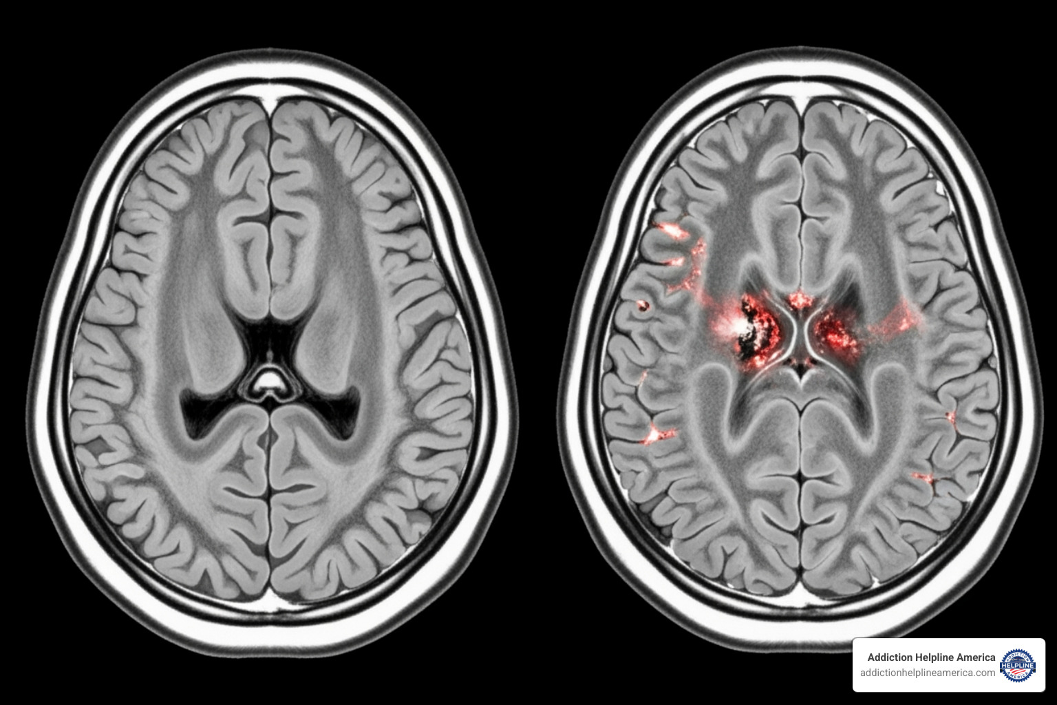 Brain scan comparison showing effects of long-term drug use - people on drugs