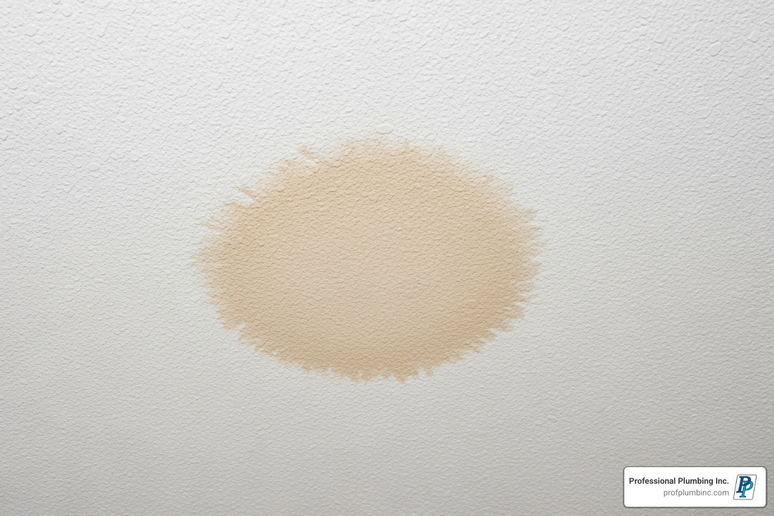 subtle water stain on a ceiling - fix pinhole leak in copper pipe