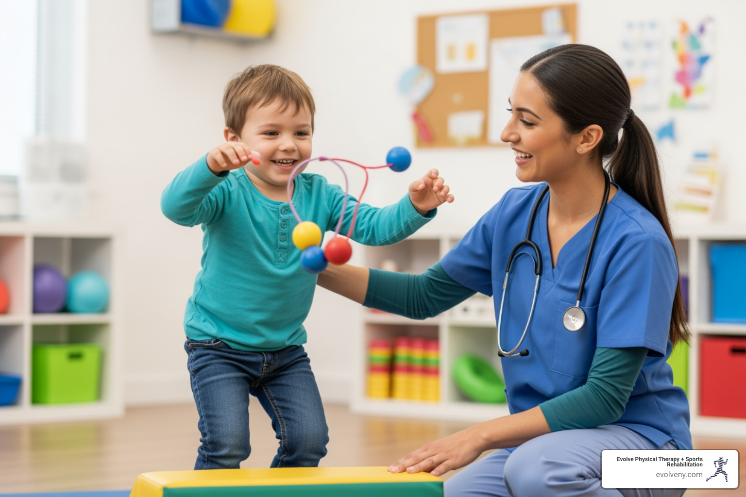 child playing with physical therapist - pediatric physical therapy