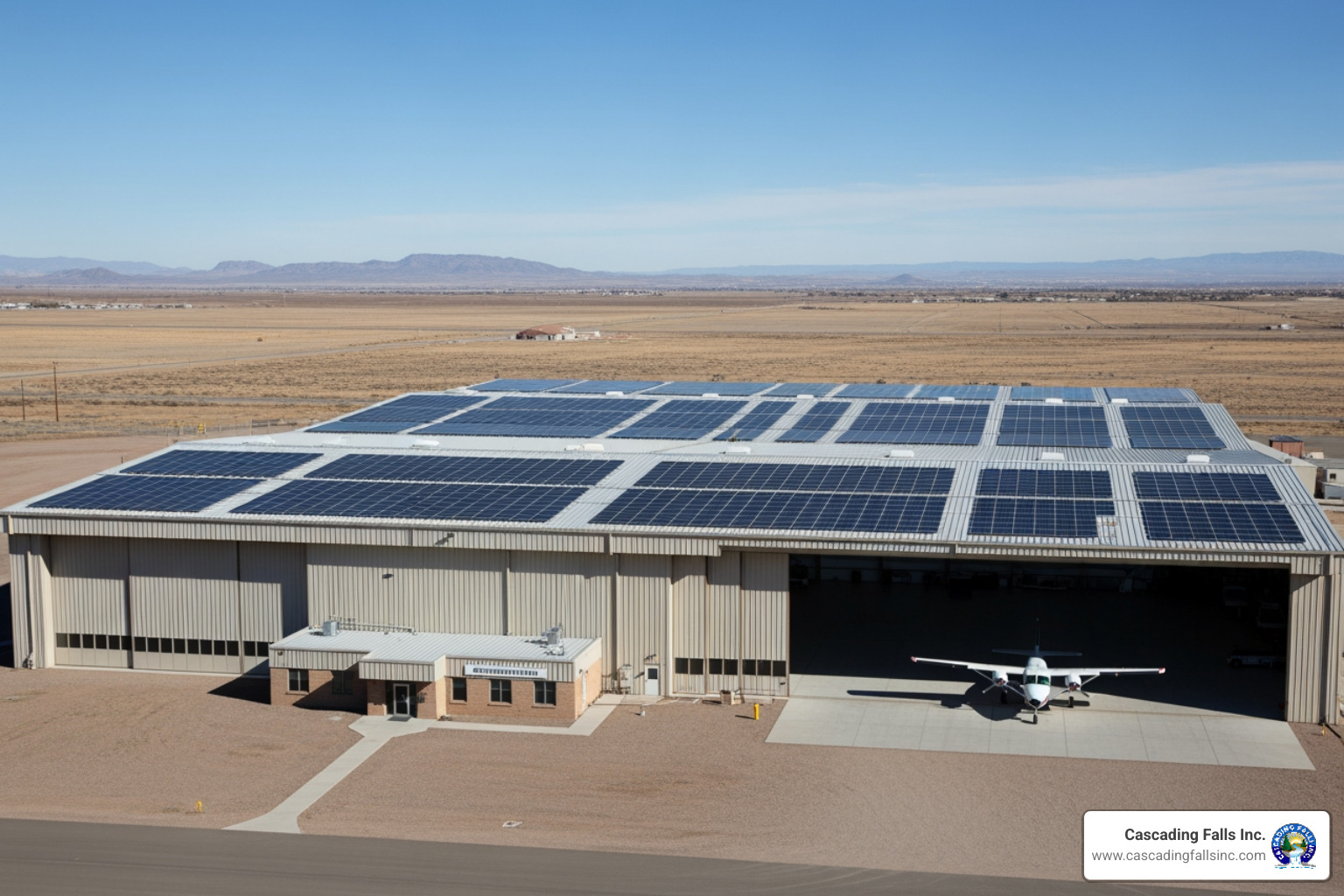 hangar with solar panels on the roof - Aircraft hangar construction