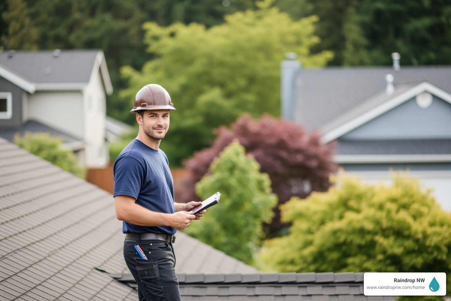 Infographic showing the 7 essential qualities of a top Beaverton roofing contractor: Valid Oregon CCB License and Insurance, Local Beaverton Experience with Pacific Northwest Climate, Verified Customer Reviews and BBB Rating, Quality Moisture-Resistant Materials, Clear Written Warranties, Transparent Communication and Detailed Proposals, and Established Community Presence - "Find me the best roofing contractors in Beaverton, OR