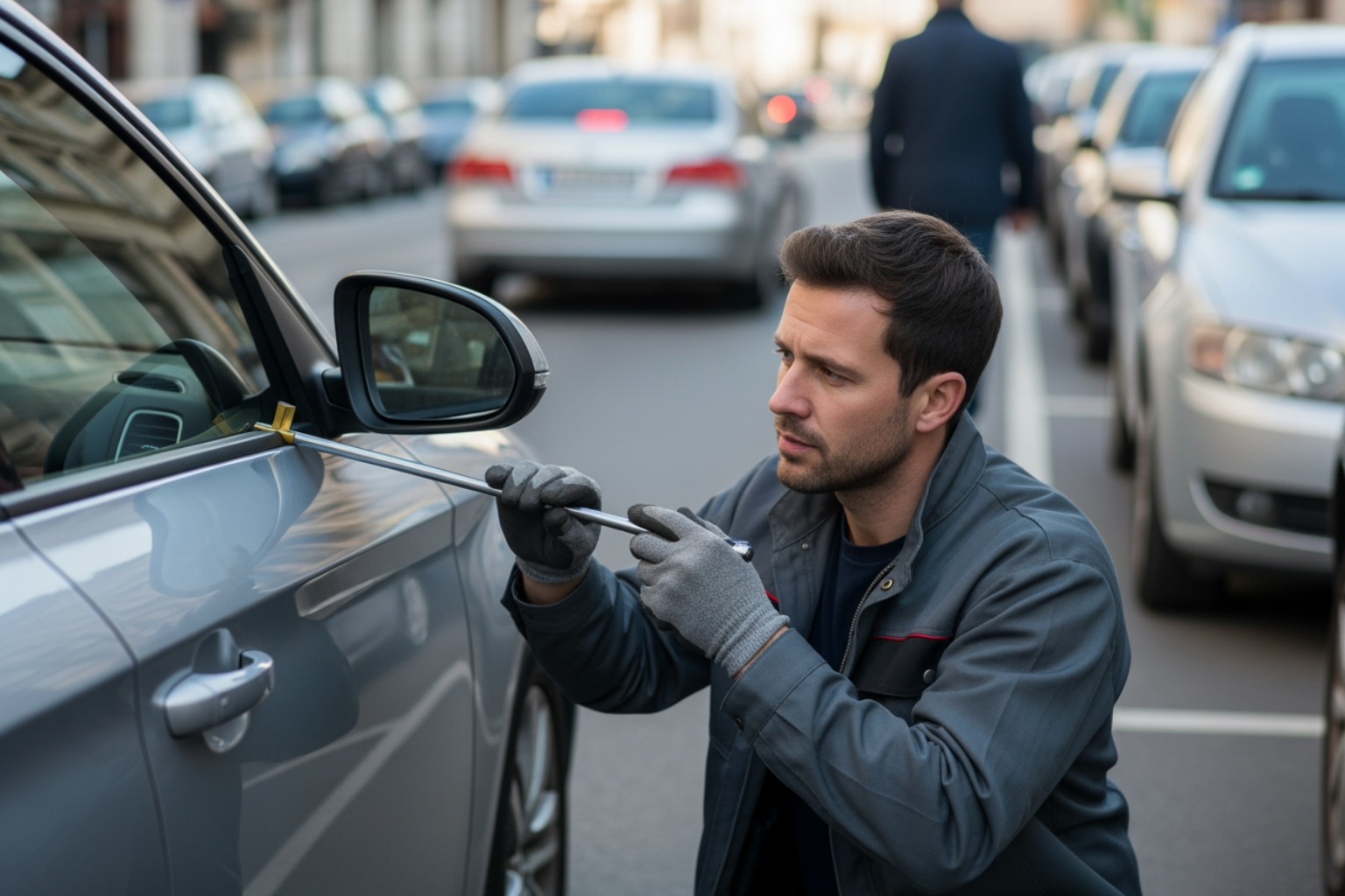 A locksmith open uping a car door. - Locksmith Burleigh