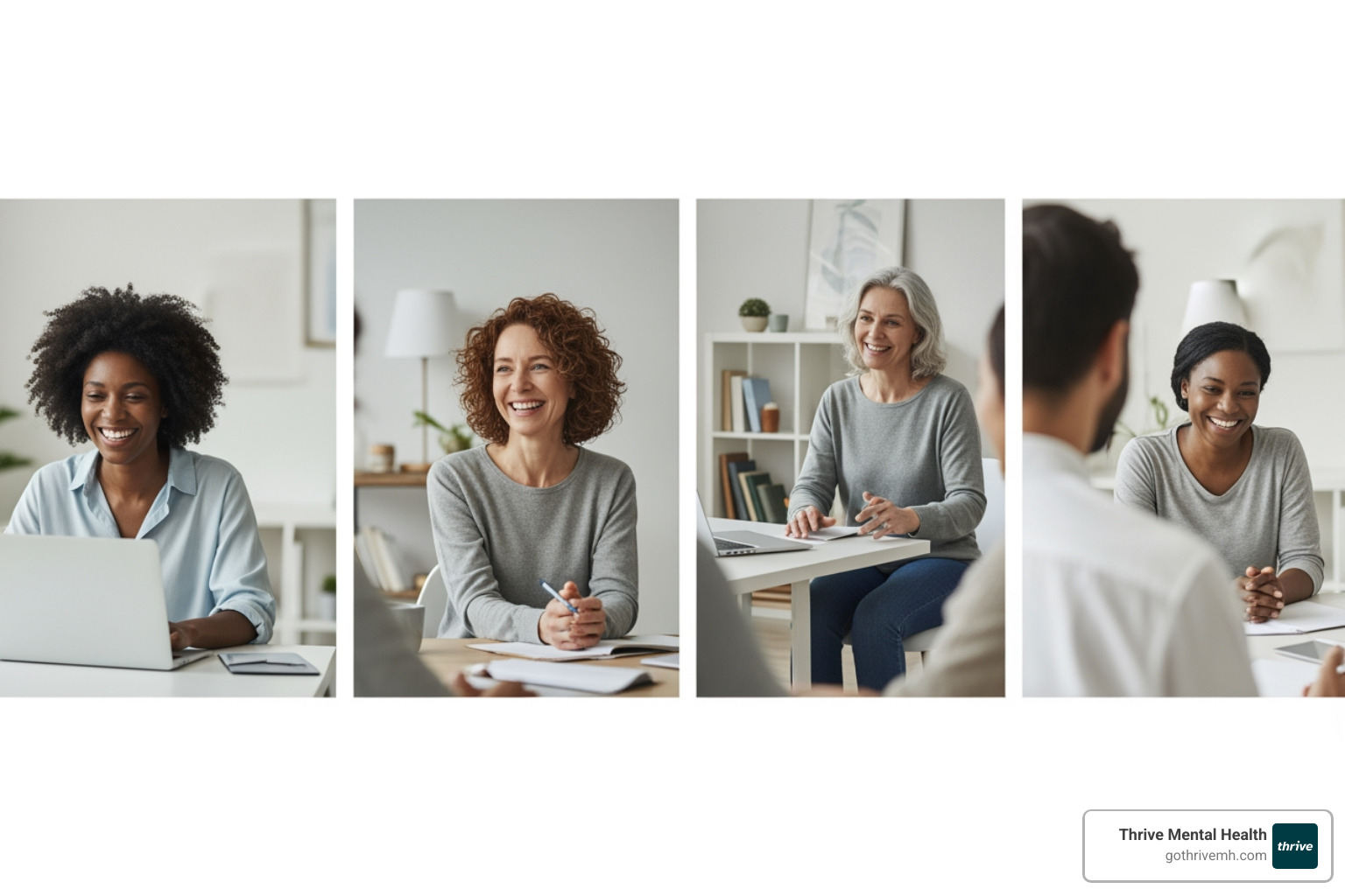 emdr alternatives" alt text: Diverse group in virtual therapy session, showing accessible trauma care - emdr alternatives