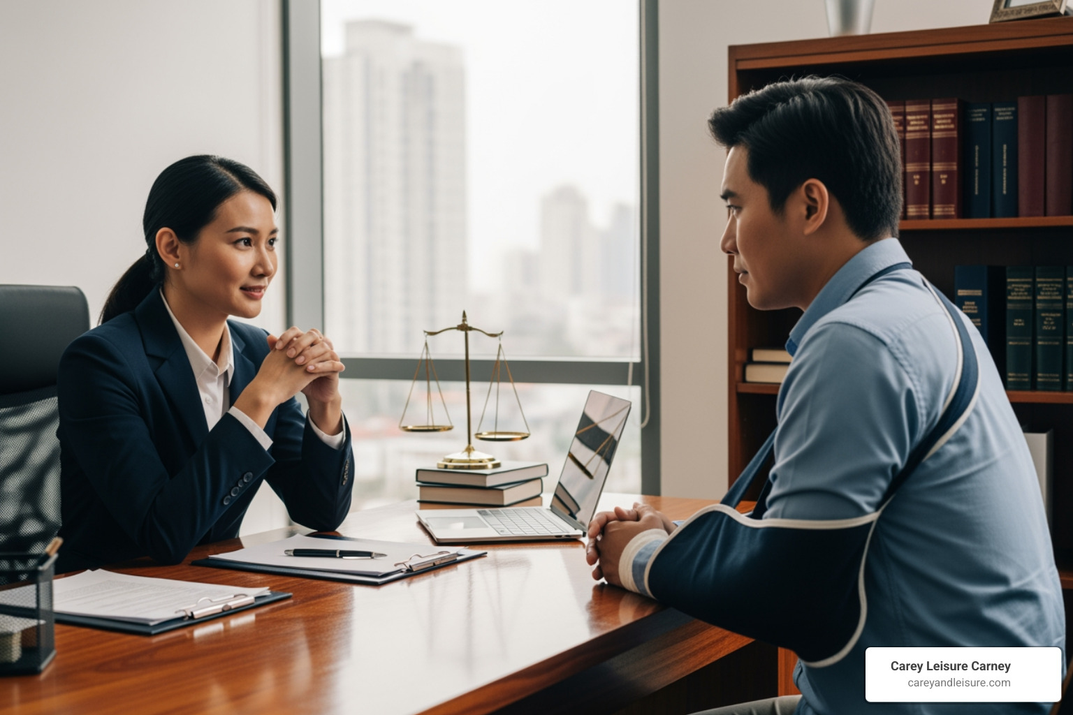 lawyer compassionately consulting with an injured client - clearwater bicycle injury lawyer lawyer compassionately consulting with an injured client - clearwater bicycle injury lawyer