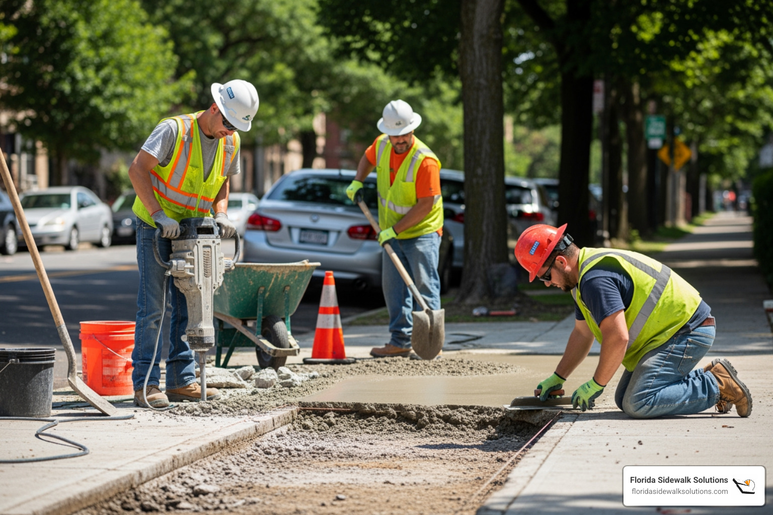 digital tablet showing a GIS map with color-coded trip hazards - Sidewalk repair company