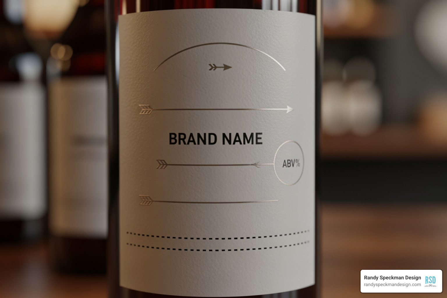 Beer label with callouts pointing to different required elements like ABV, brand name, and warnings - Beer label design