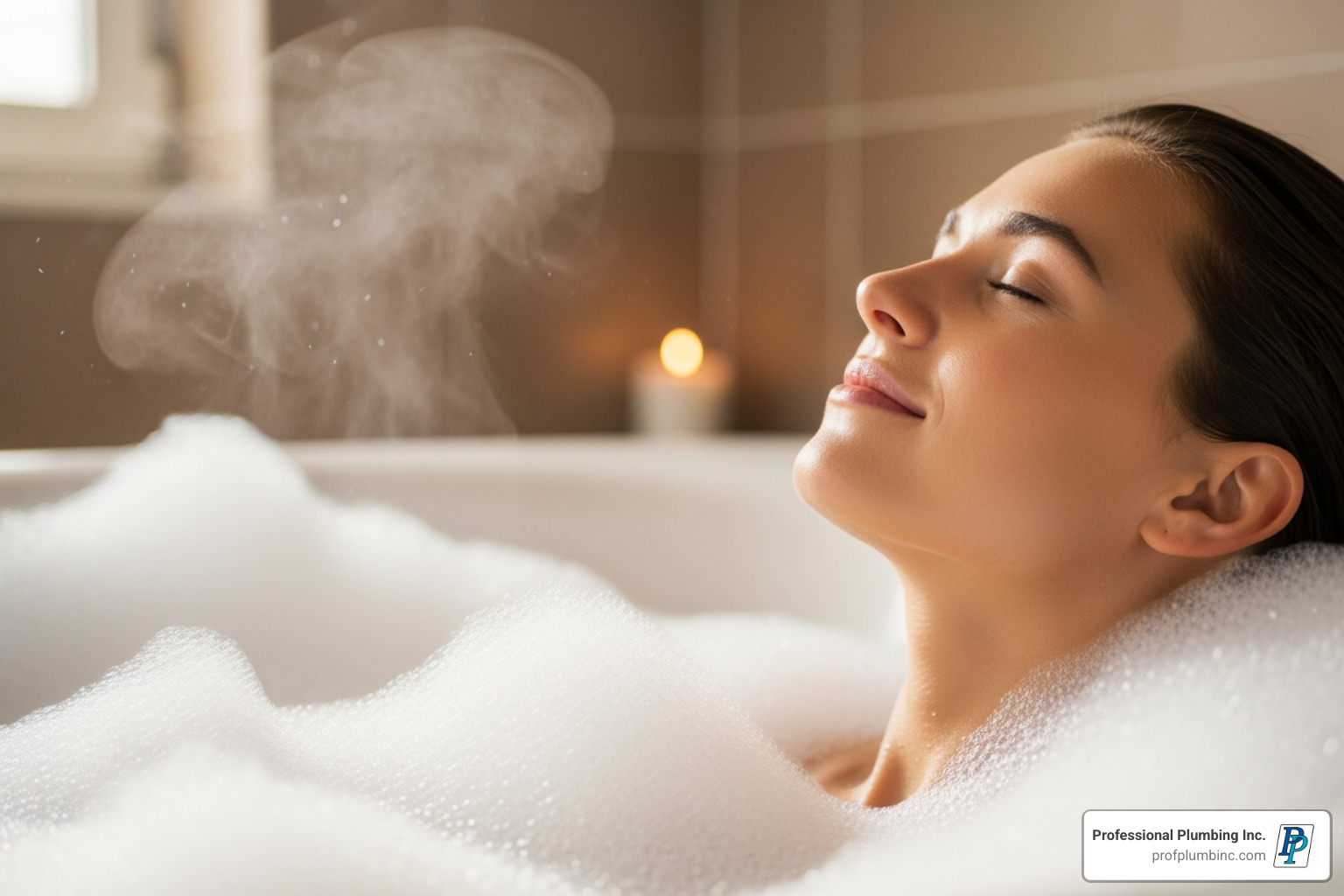 person enjoying a bubbly bath - Water softener installation Huntington Beach person enjoying a bubbly bath - Water softener installation Huntington Beach