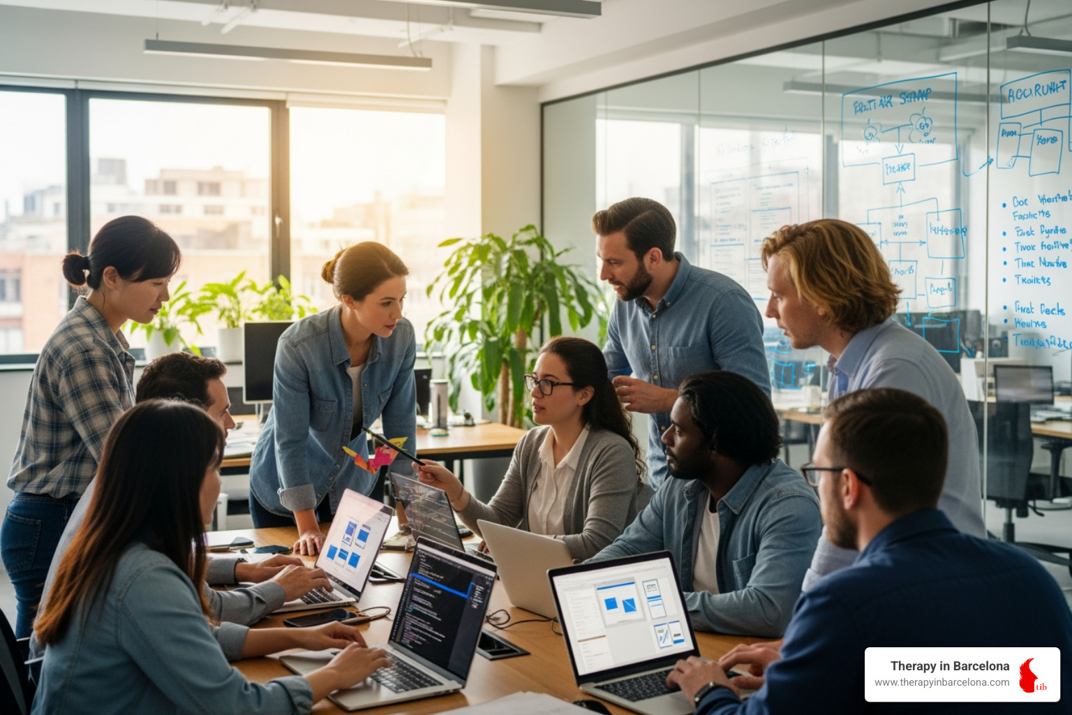 A diverse tech team working on a project - high paid jobs in spain A diverse tech team working on a project - high paid jobs in spain